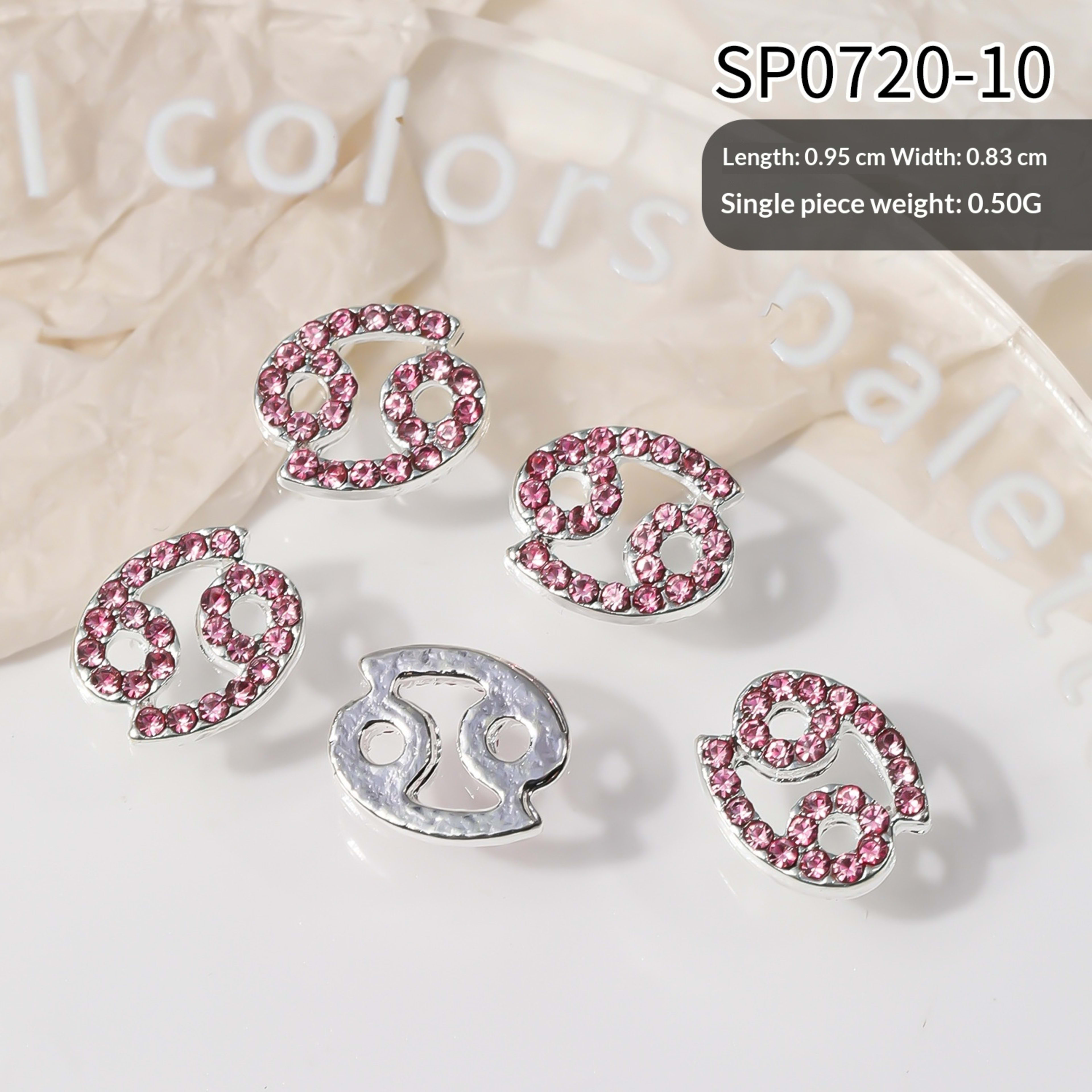 12 Zodiac Sign Nail Art Accessories Alloy Rhinestone 3D Nail Stickers For DIY Nail Decorations 3