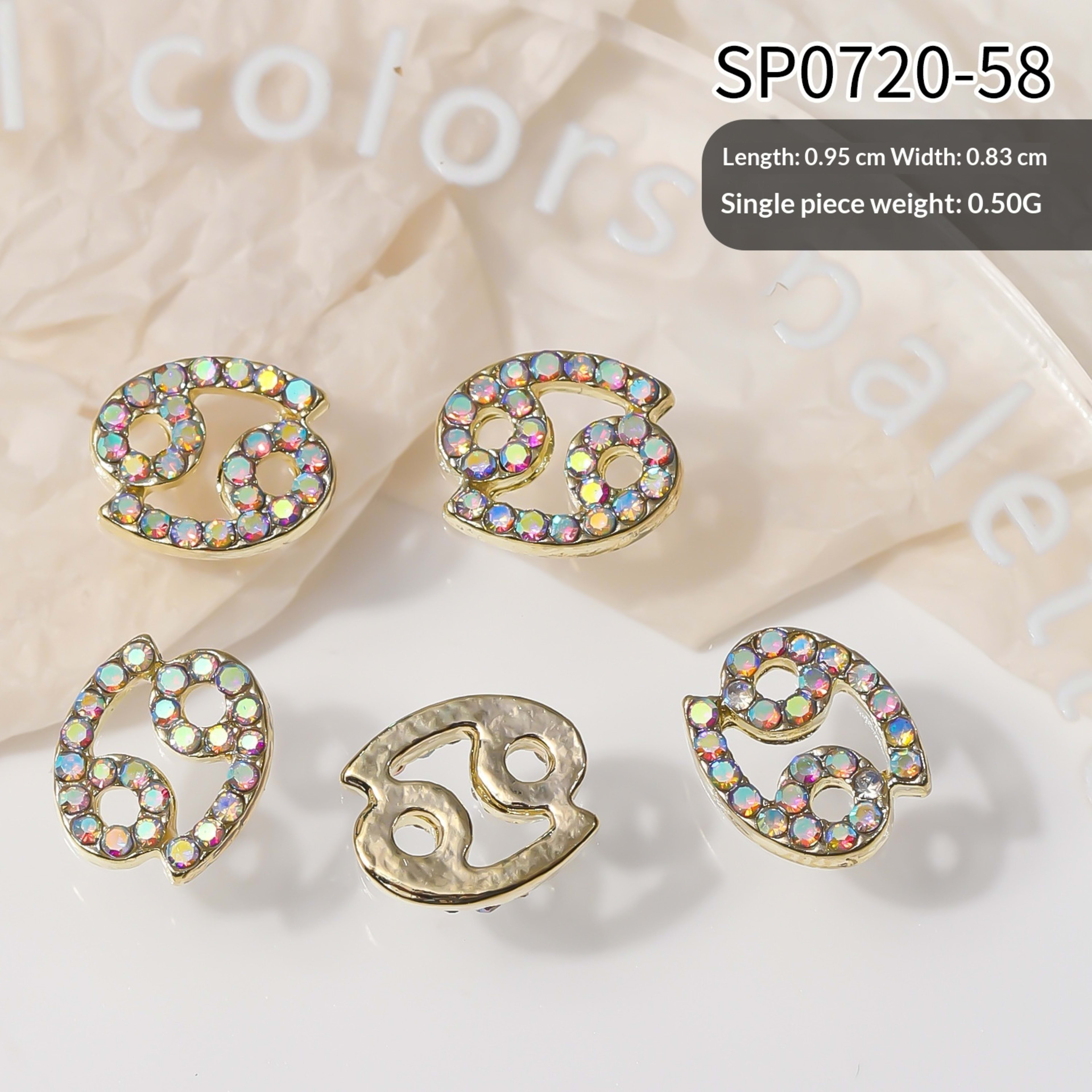 12 Zodiac Sign Nail Art Accessories Alloy Rhinestone 3D Nail Stickers For DIY Nail Decorations 8