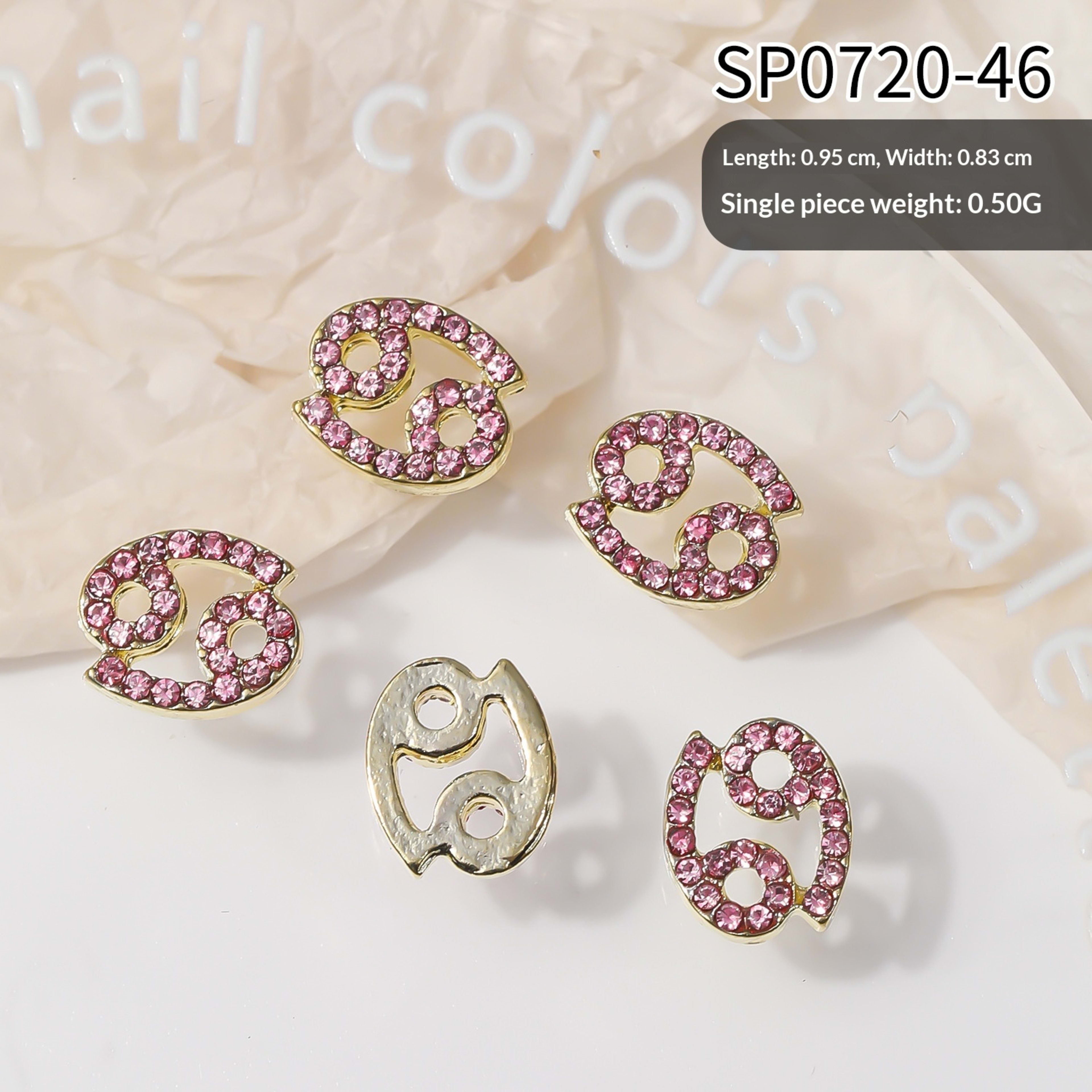 12 Zodiac Sign Nail Art Accessories Alloy Rhinestone 3D Nail Stickers For DIY Nail Decorations 6