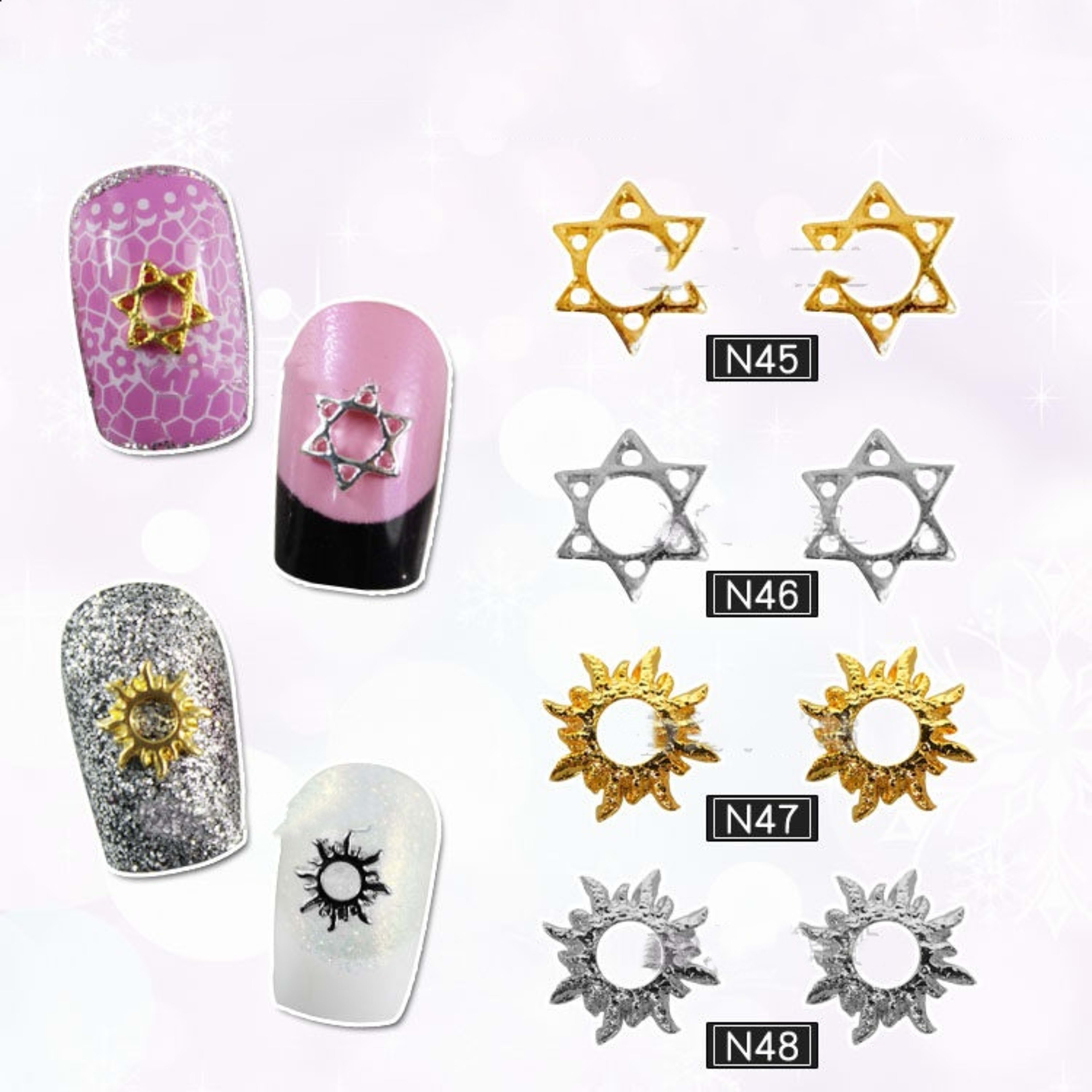 Hollow Hexagon Metal Nail Art Decorations 6