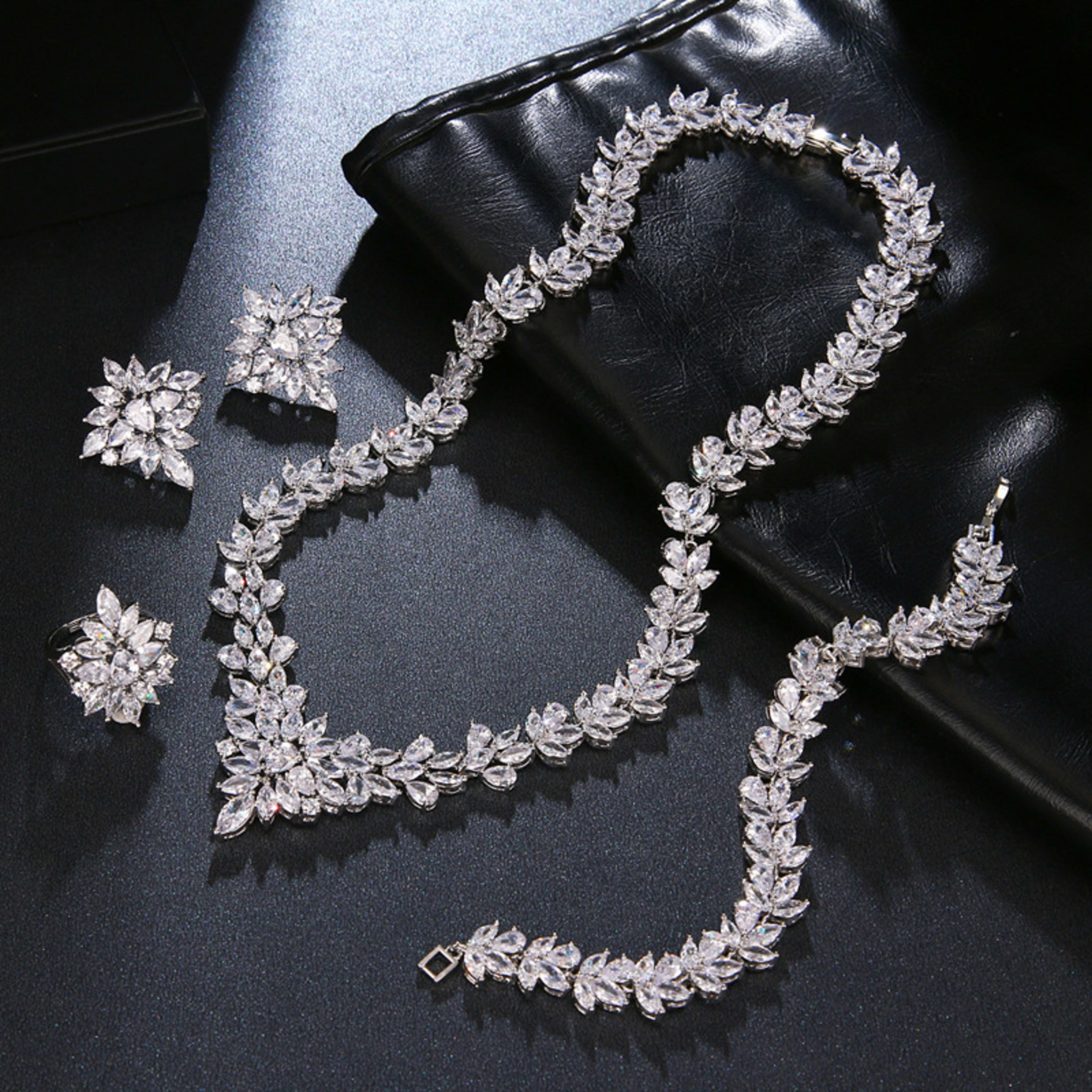 The Dazzling Set Is Handcrafted With Copper And Set With Zircon Stones. 5