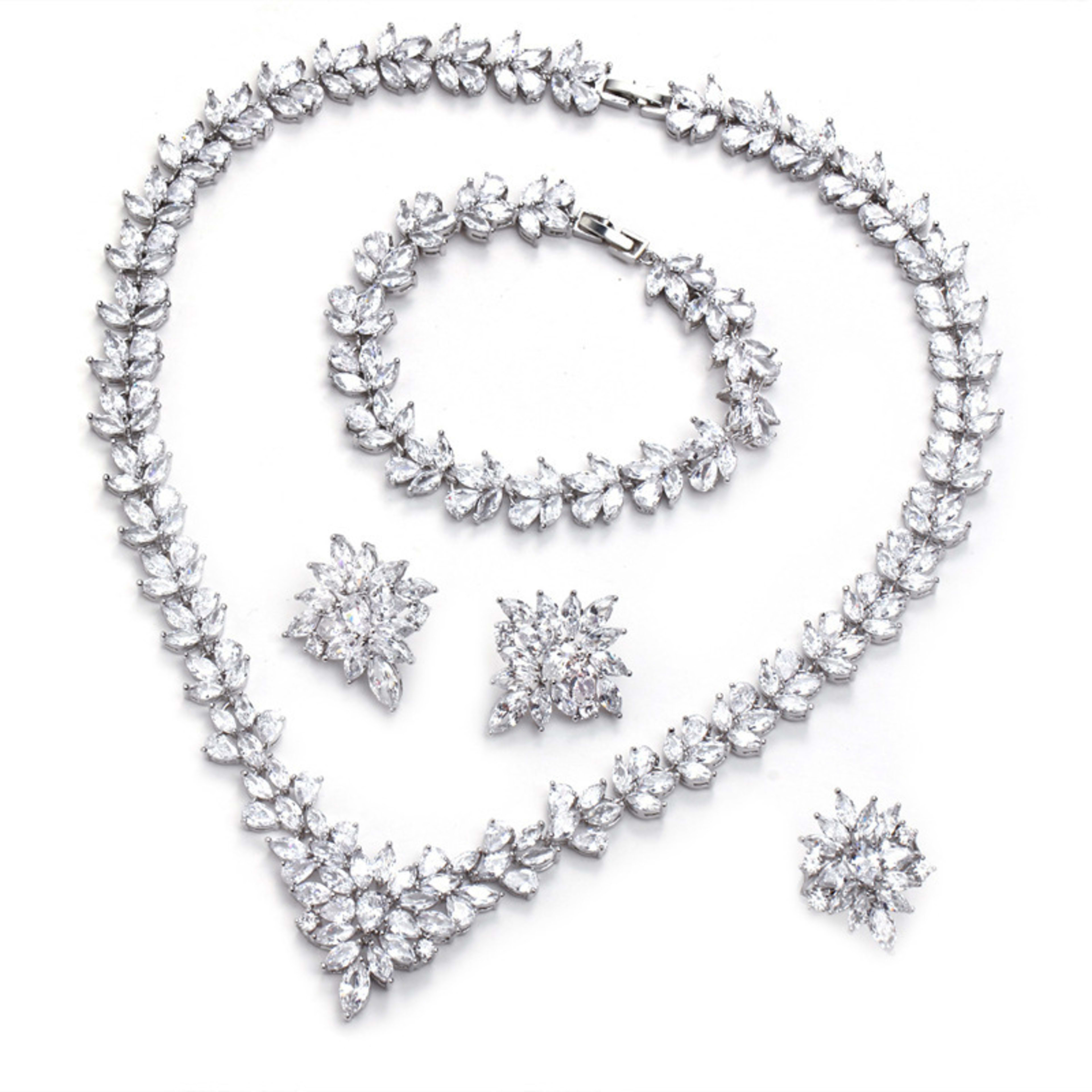 The Dazzling Set Is Handcrafted With Copper And Set With Zircon Stones. 4