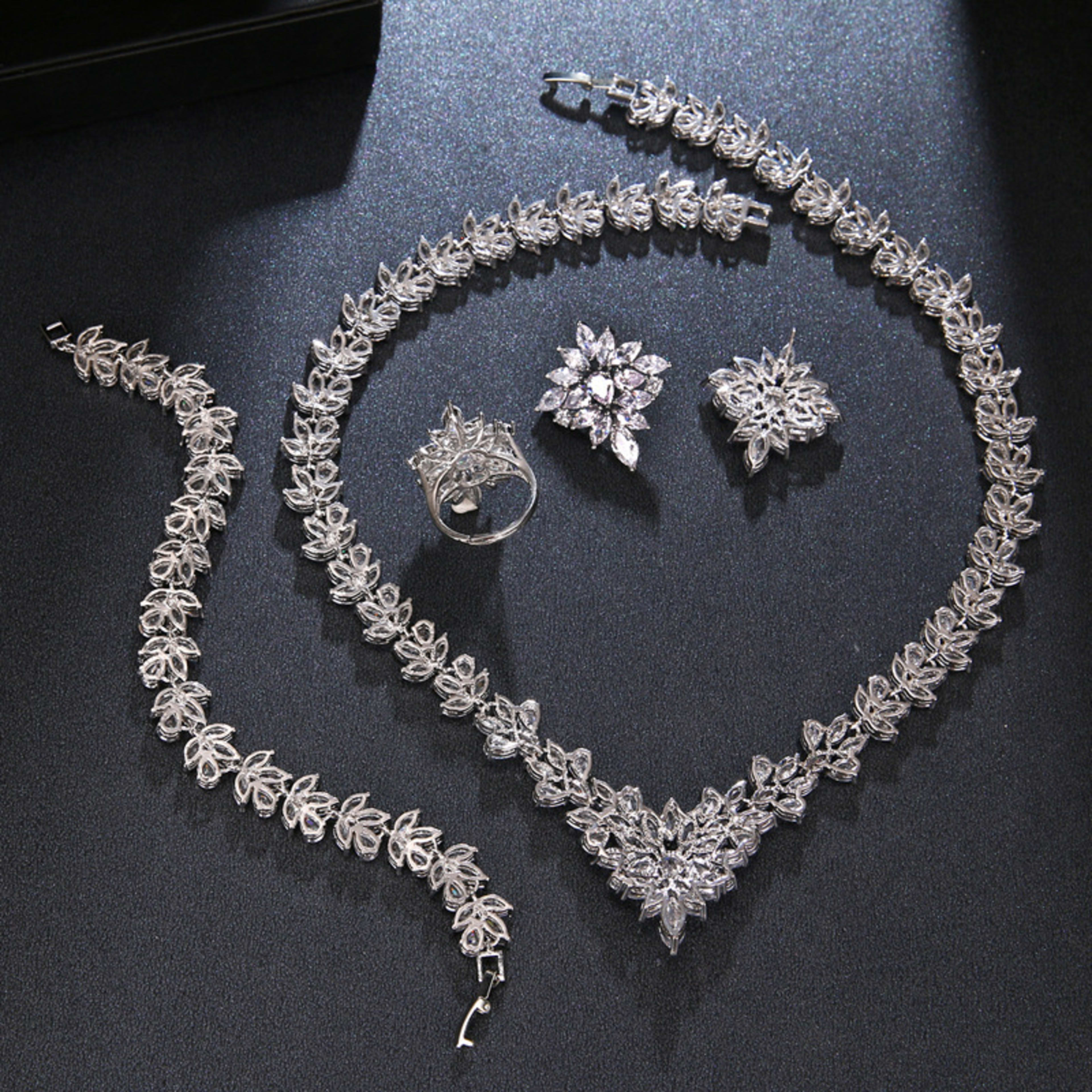 The Dazzling Set Is Handcrafted With Copper And Set With Zircon Stones. 2