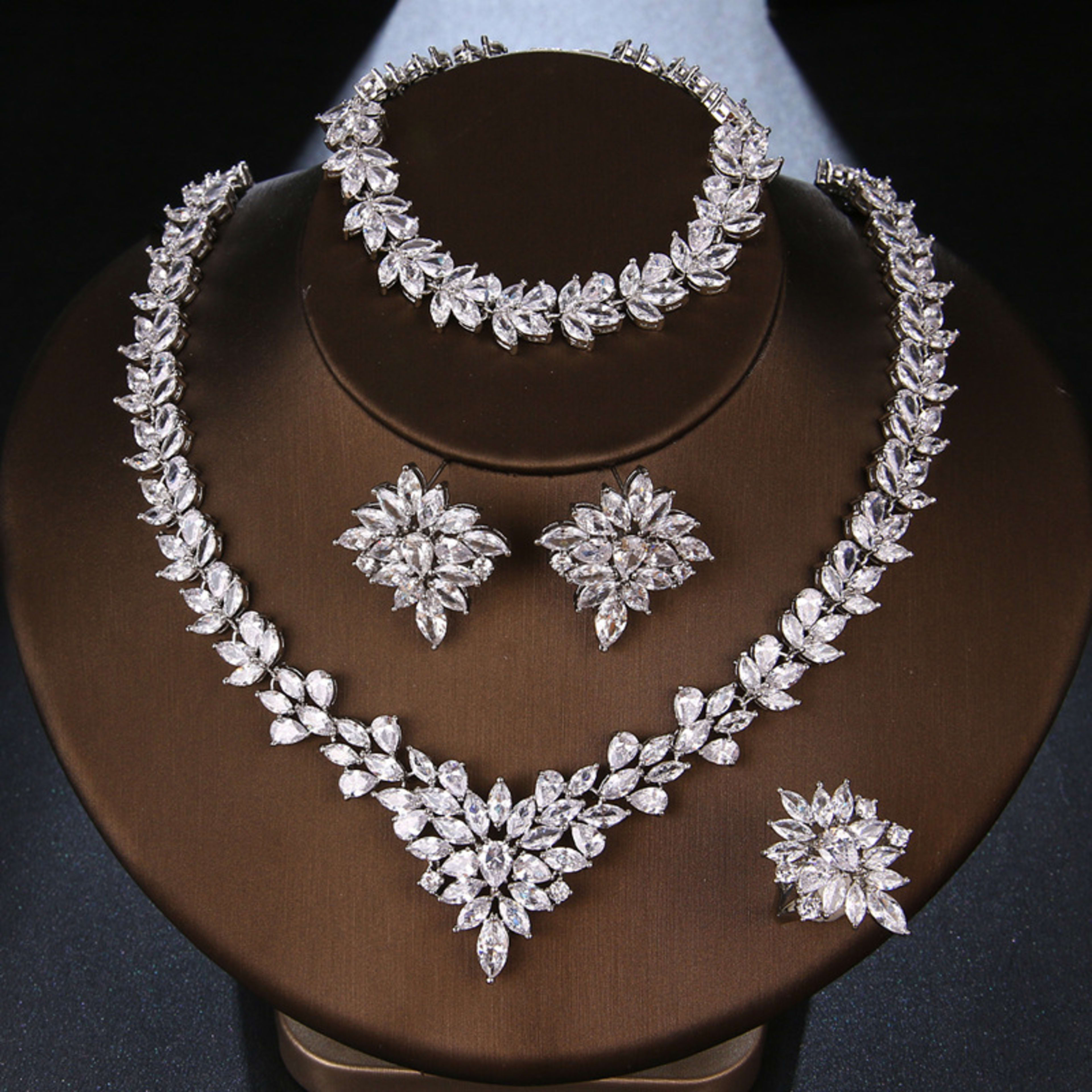 The Dazzling Set Is Handcrafted With Copper And Set With Zircon Stones. 3