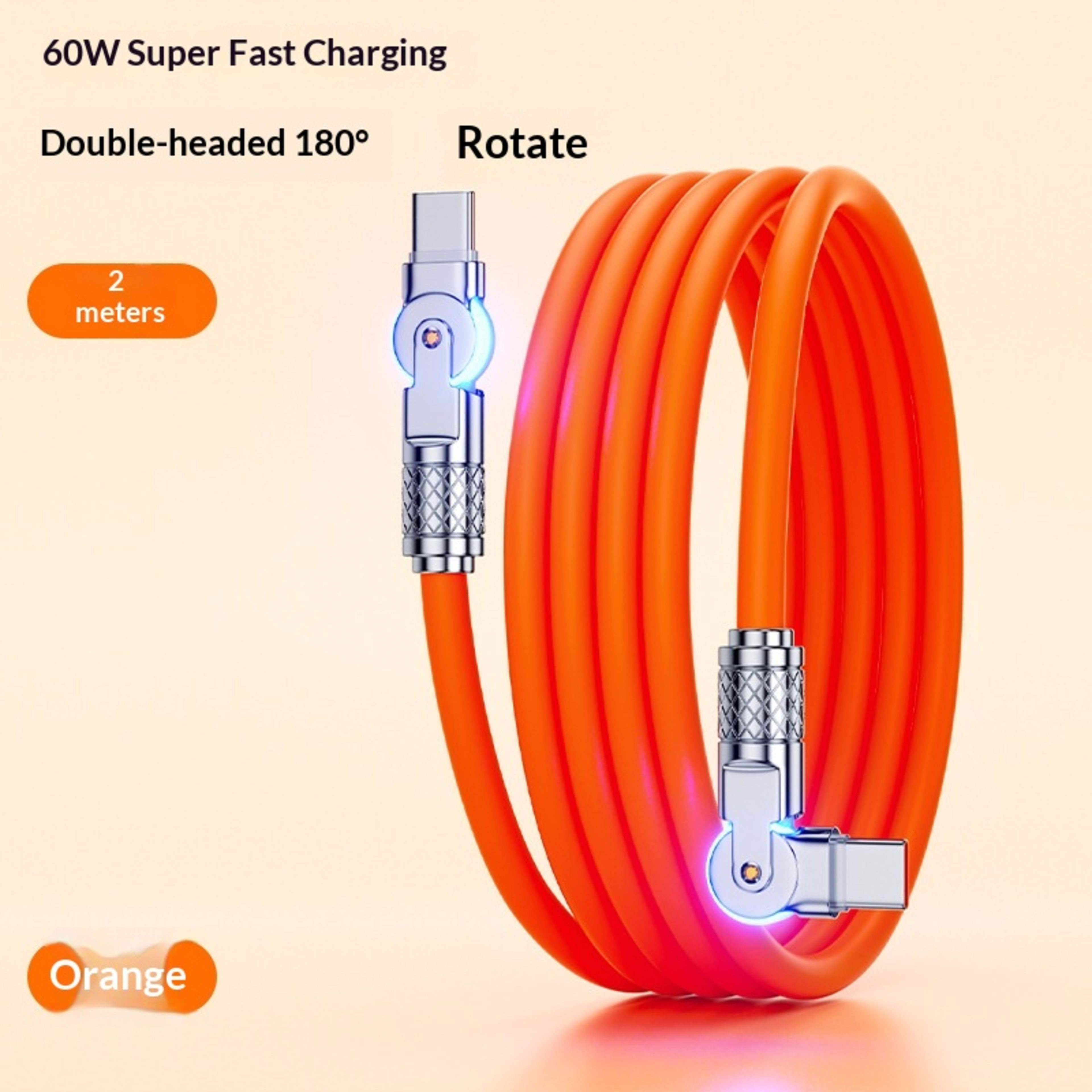 Gaming Dual-bend Rotating PD Fast-charging Data Cable 1