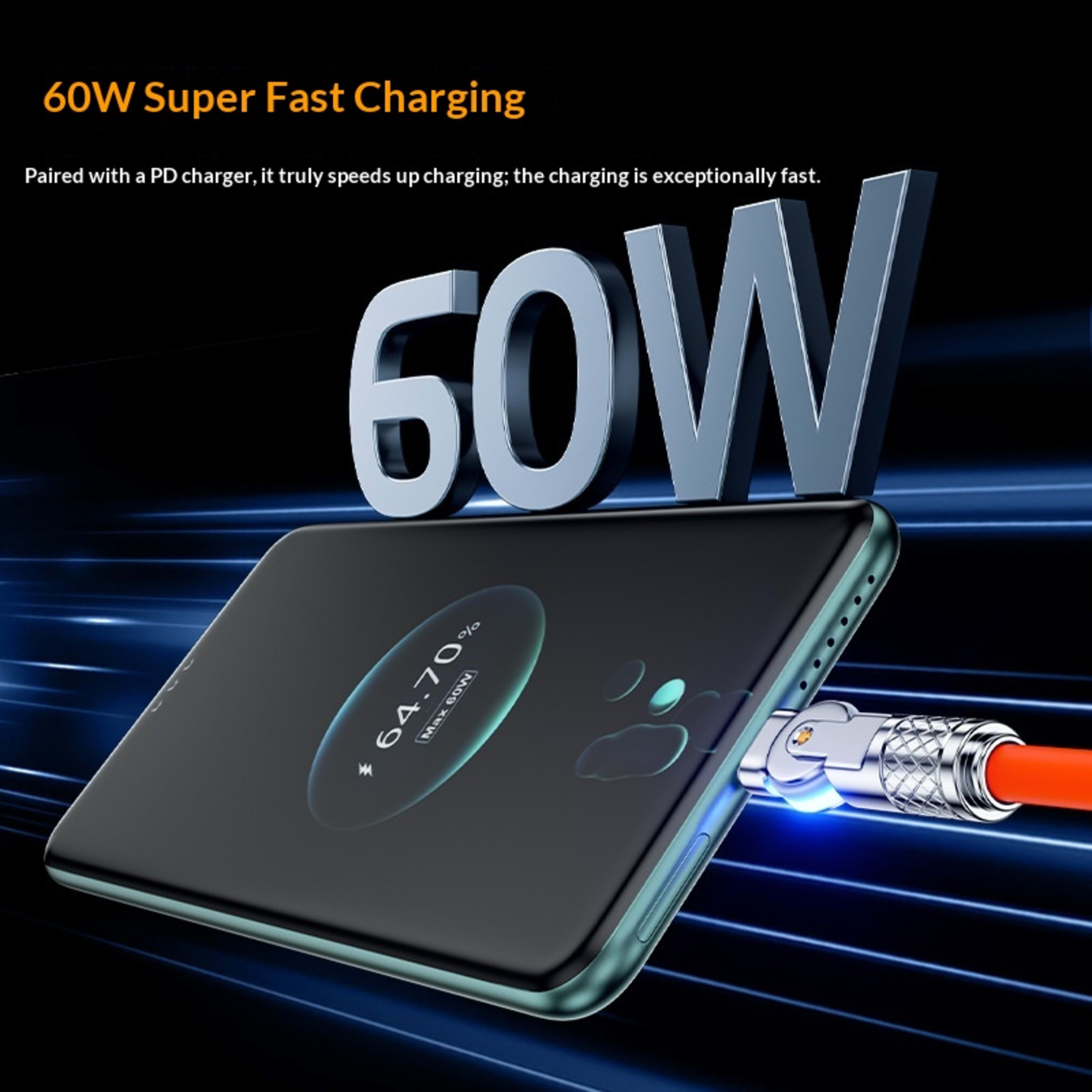 Gaming Dual-bend Rotating PD Fast-charging Data Cable 6