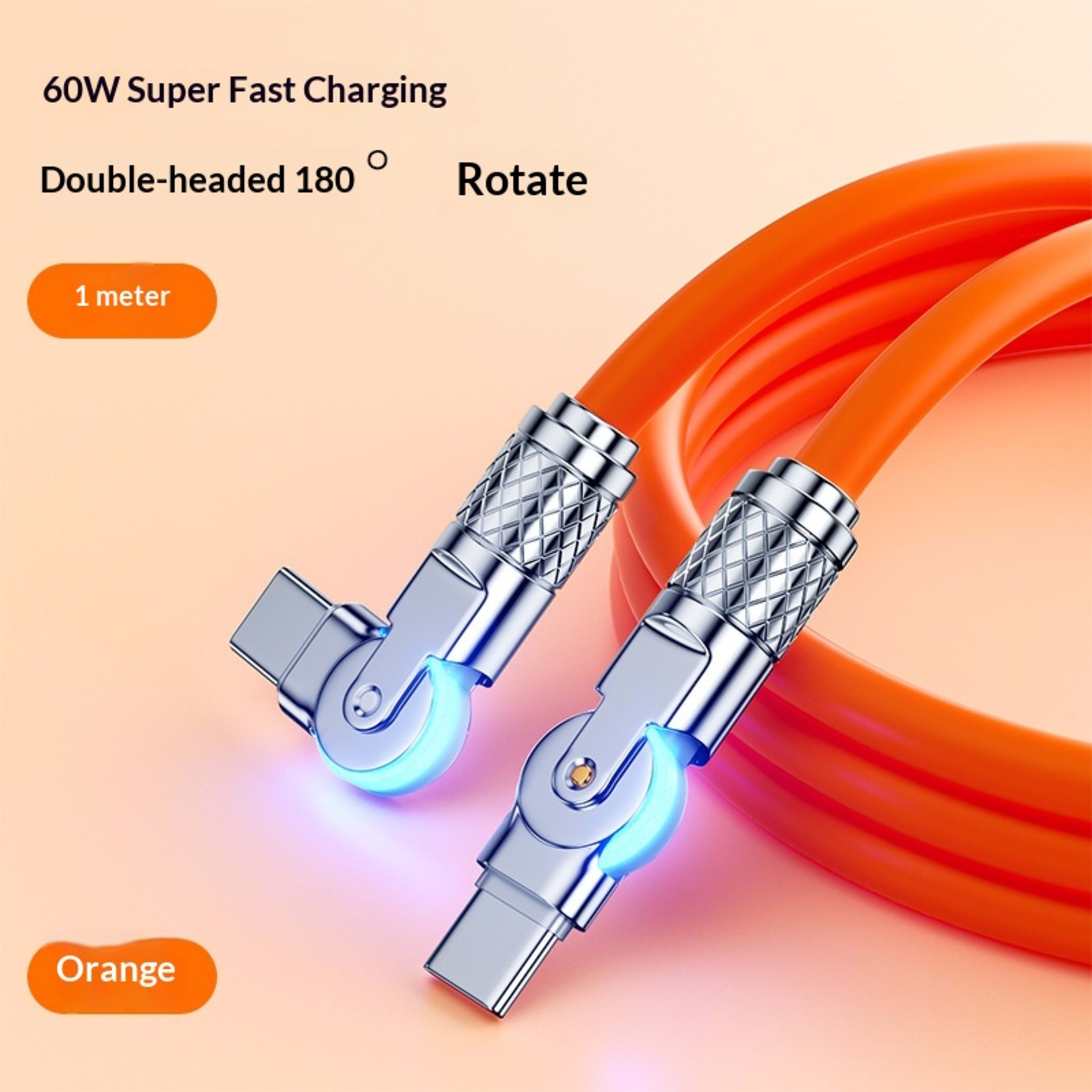 Gaming Dual-bend Rotating PD Fast-charging Data Cable 13