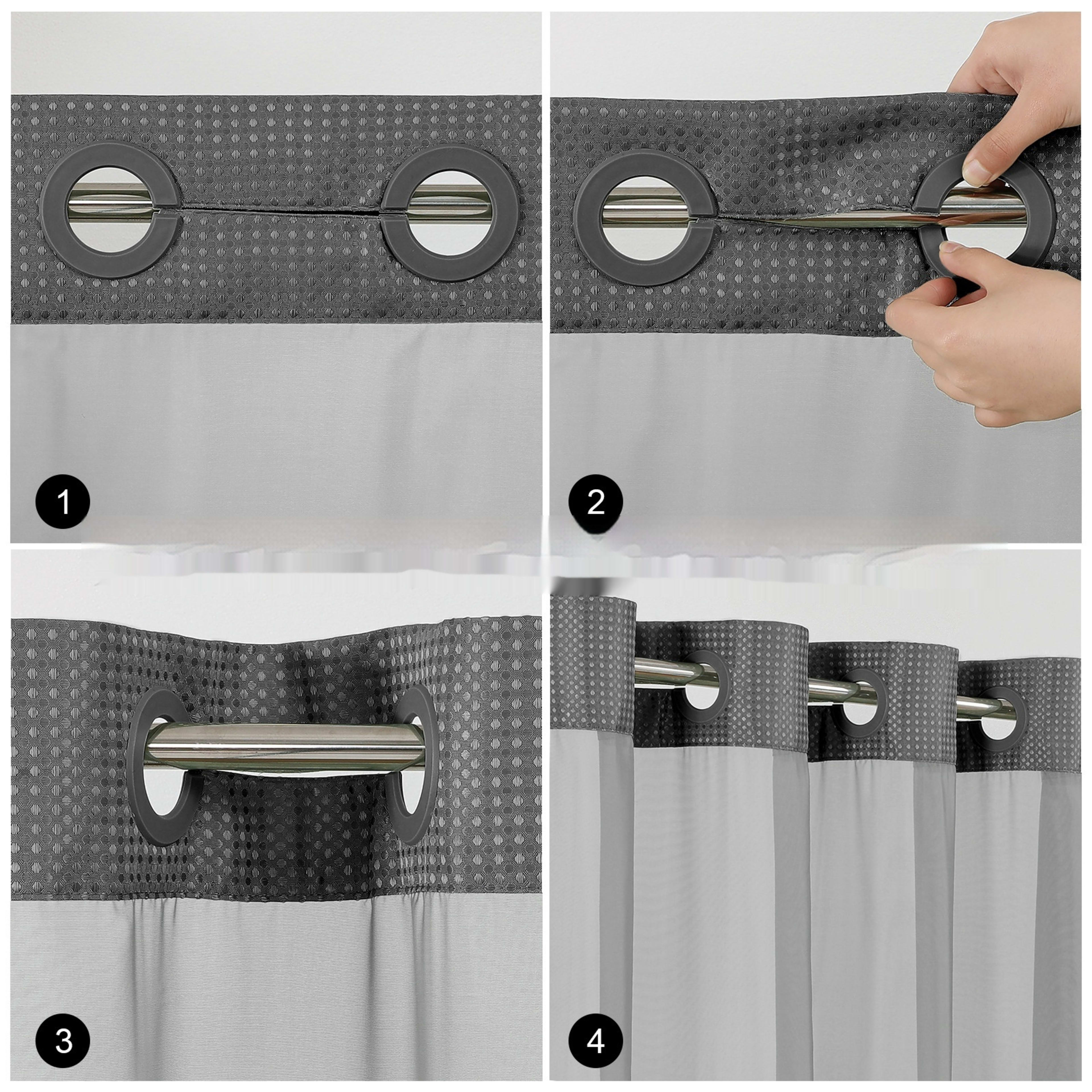 Solid-color Waffle-patterned Double-layer Large-loop-lined Shower Curtain 20