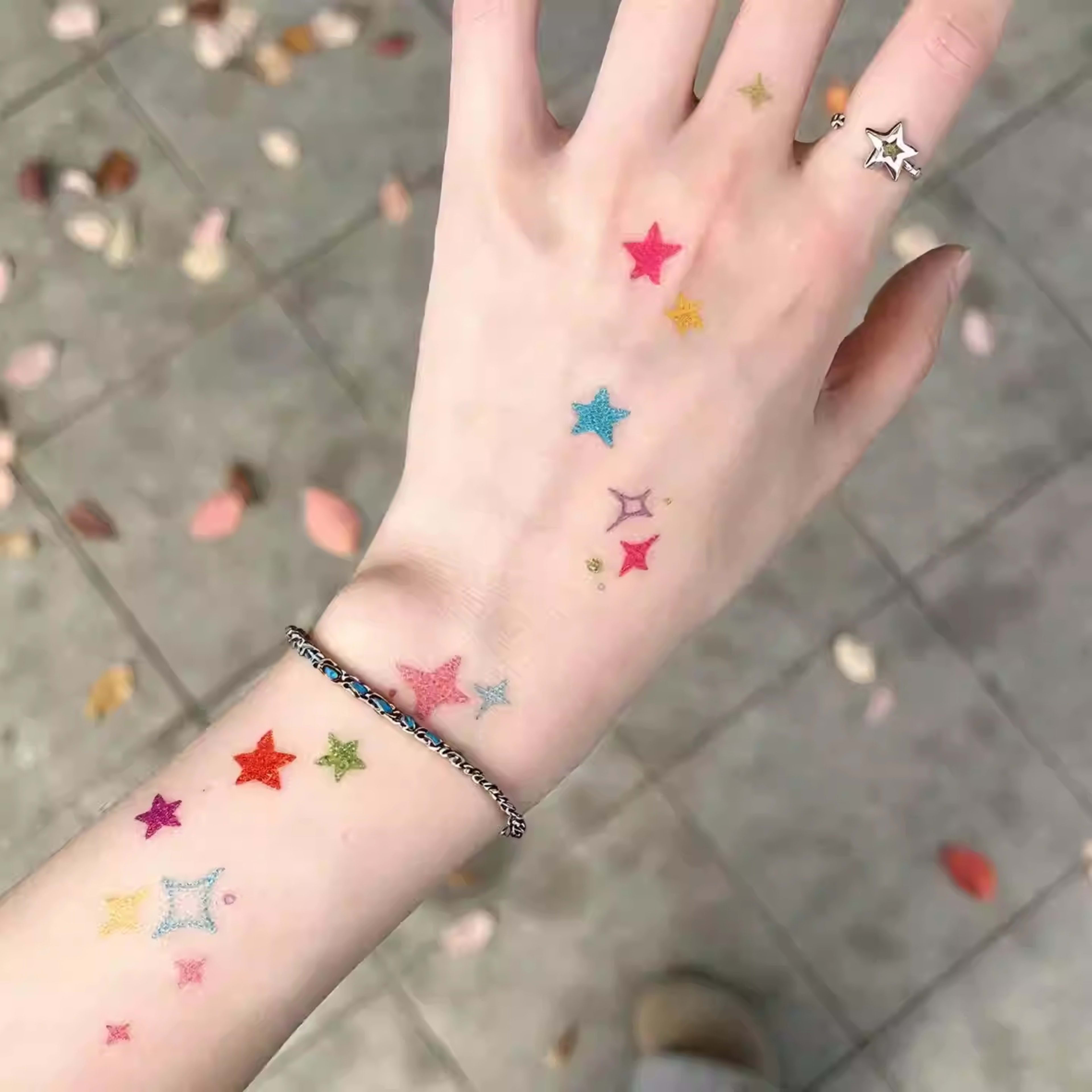 Colorful Star Waterproof Festival Face Stickerstattoo Stickers For Lasting 4