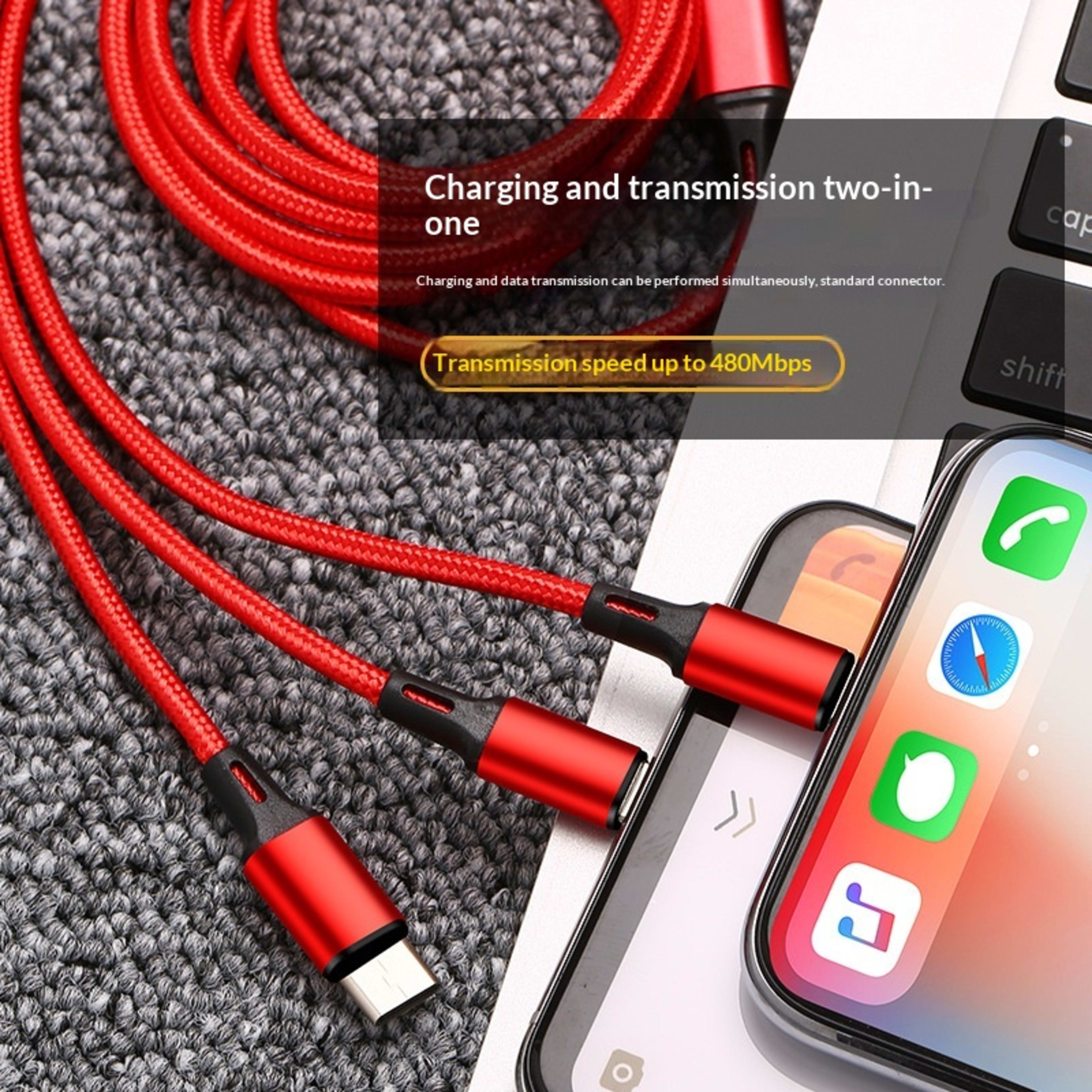 PD 2-in-3 Fast-charging Cable For Phones 5