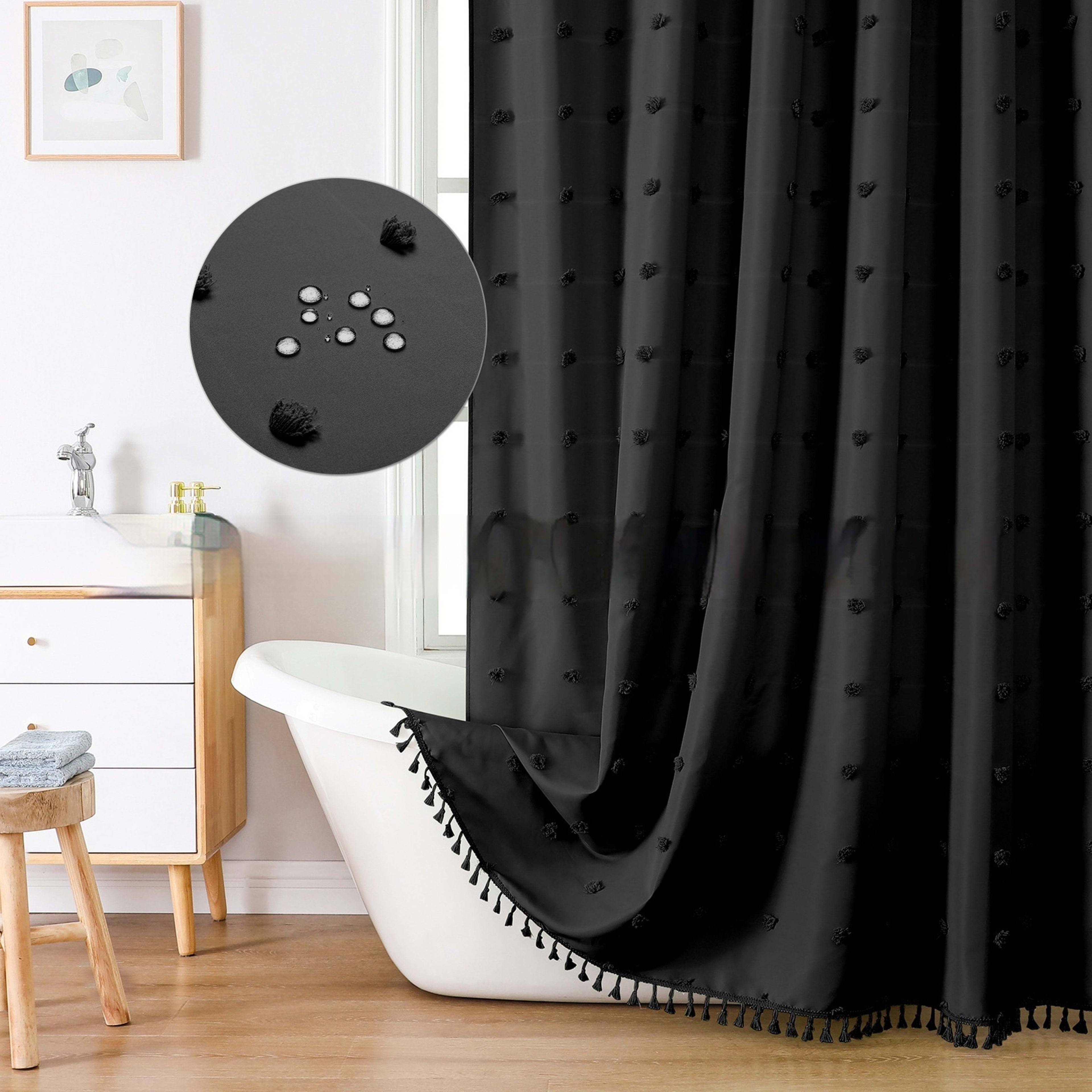 Polyester Simple Hydrangea Cut Shower Curtain 7