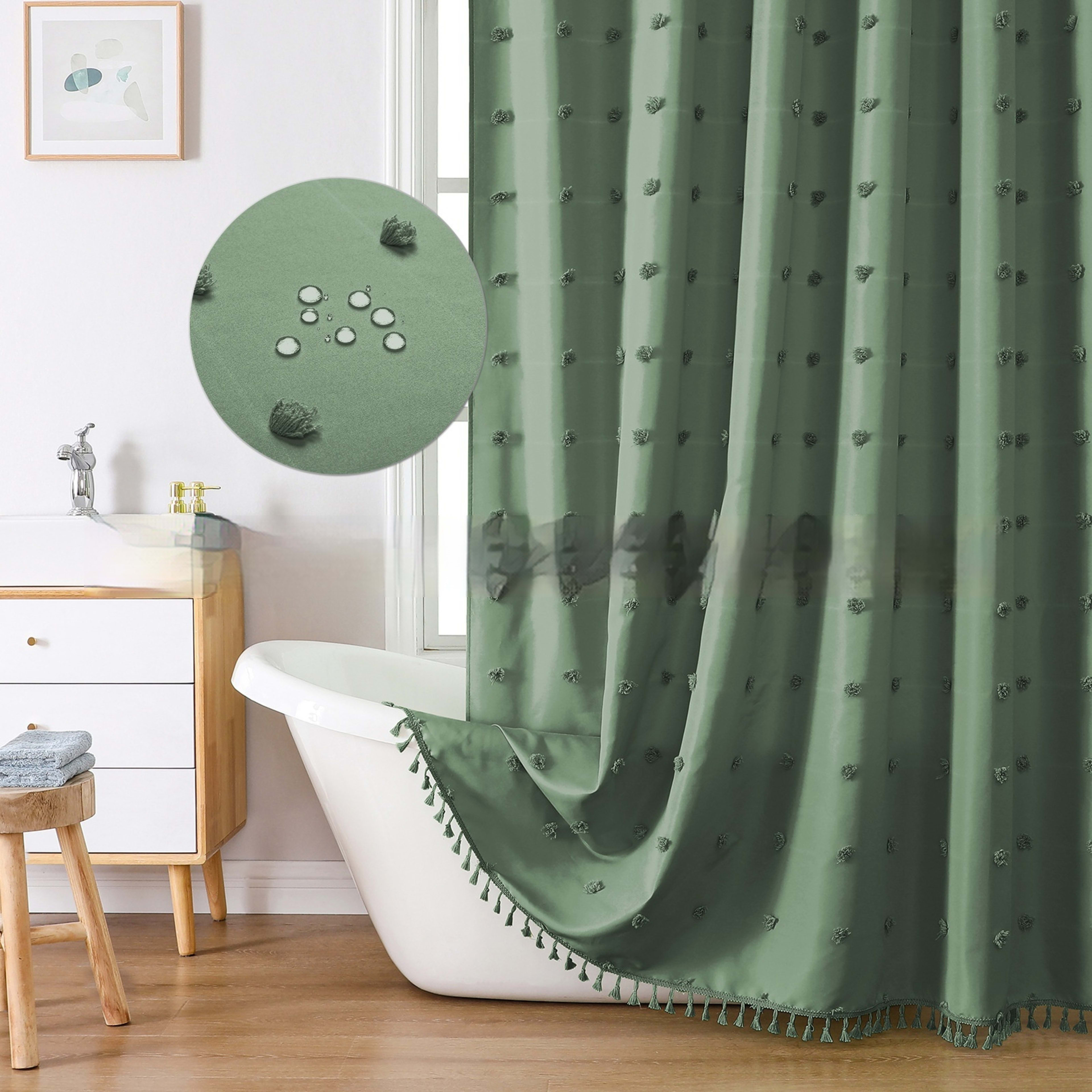 Polyester Simple Hydrangea Cut Shower Curtain 6