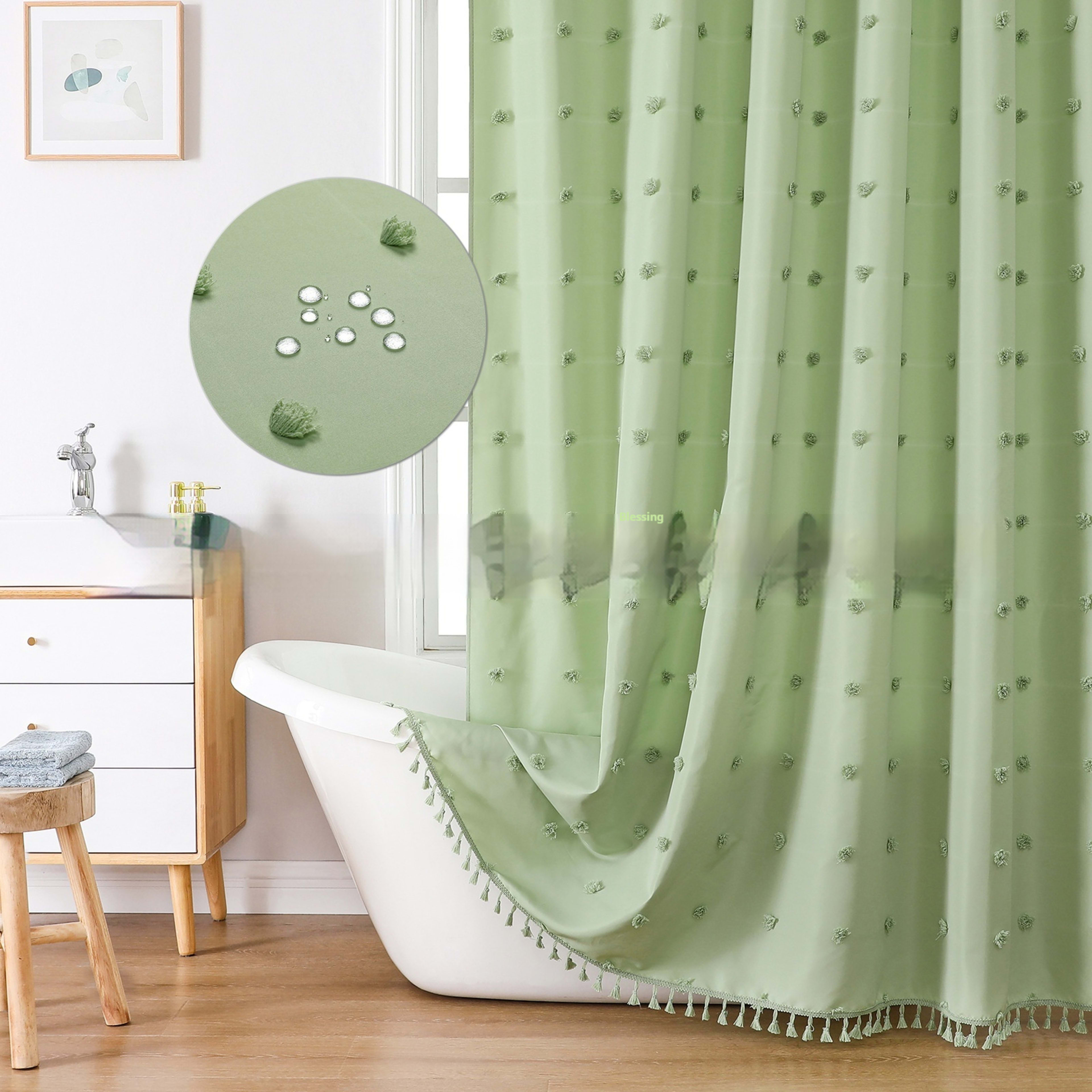 Polyester Simple Hydrangea Cut Shower Curtain 2