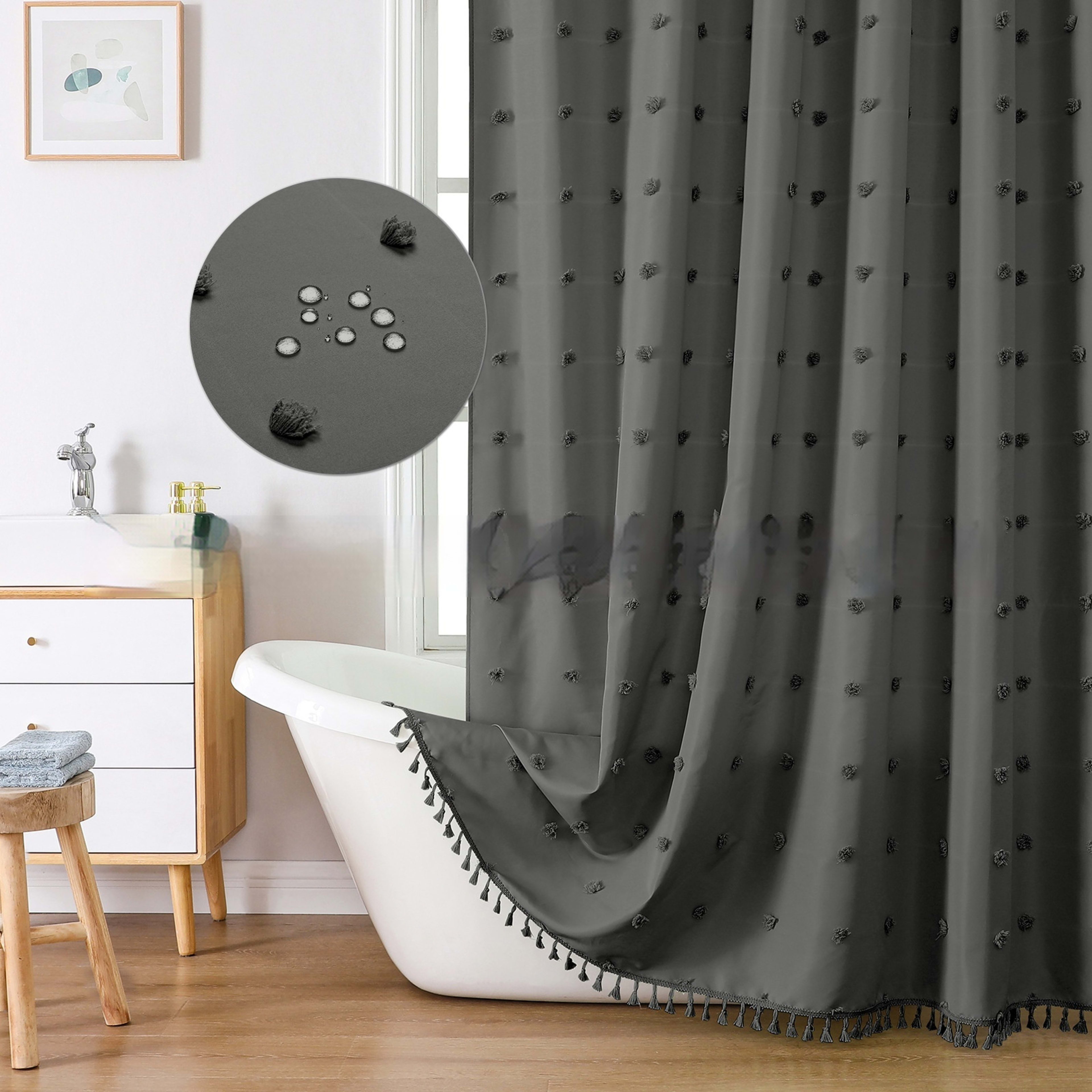 Polyester Simple Hydrangea Cut Shower Curtain 4
