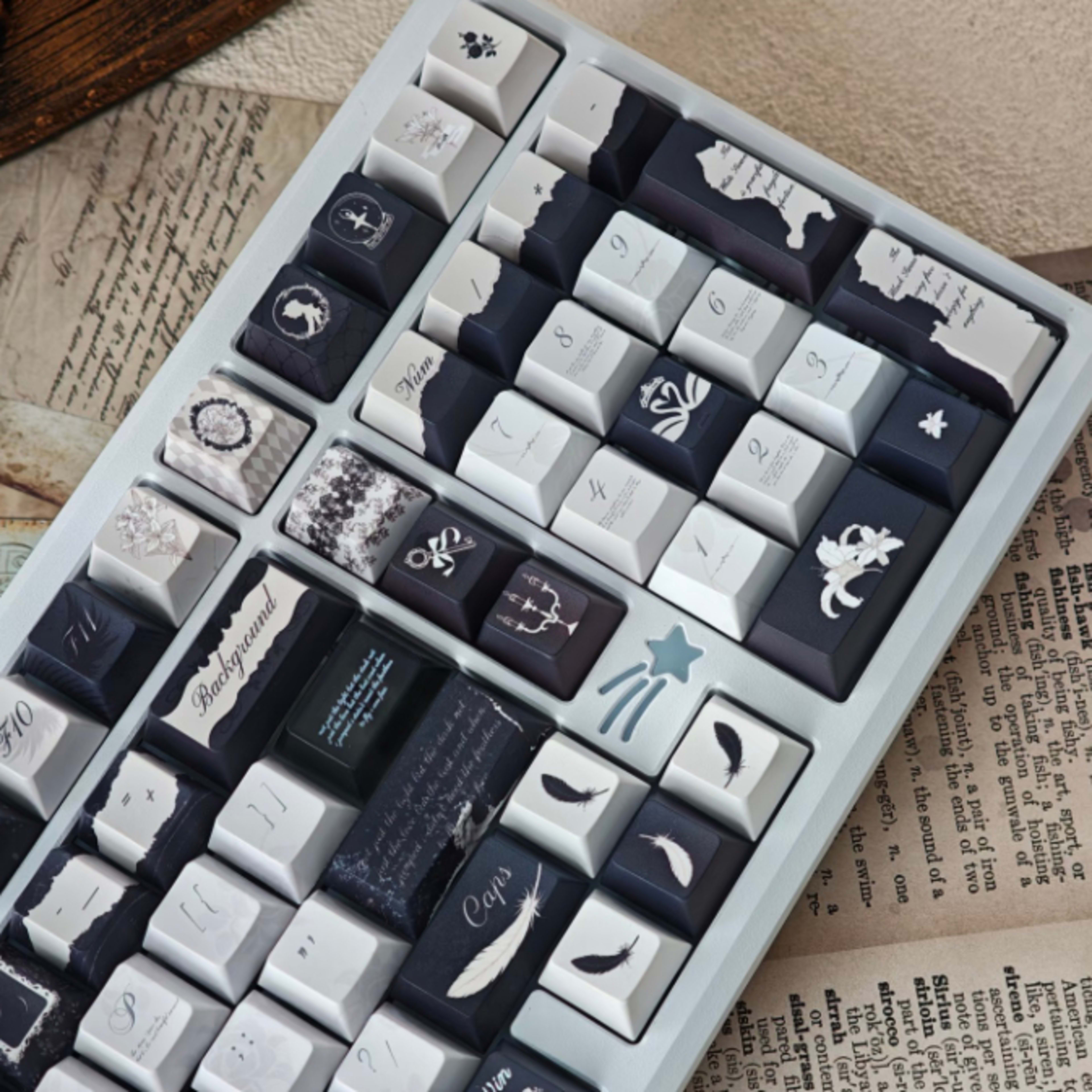 Black White And Gray Gothic Keycaps