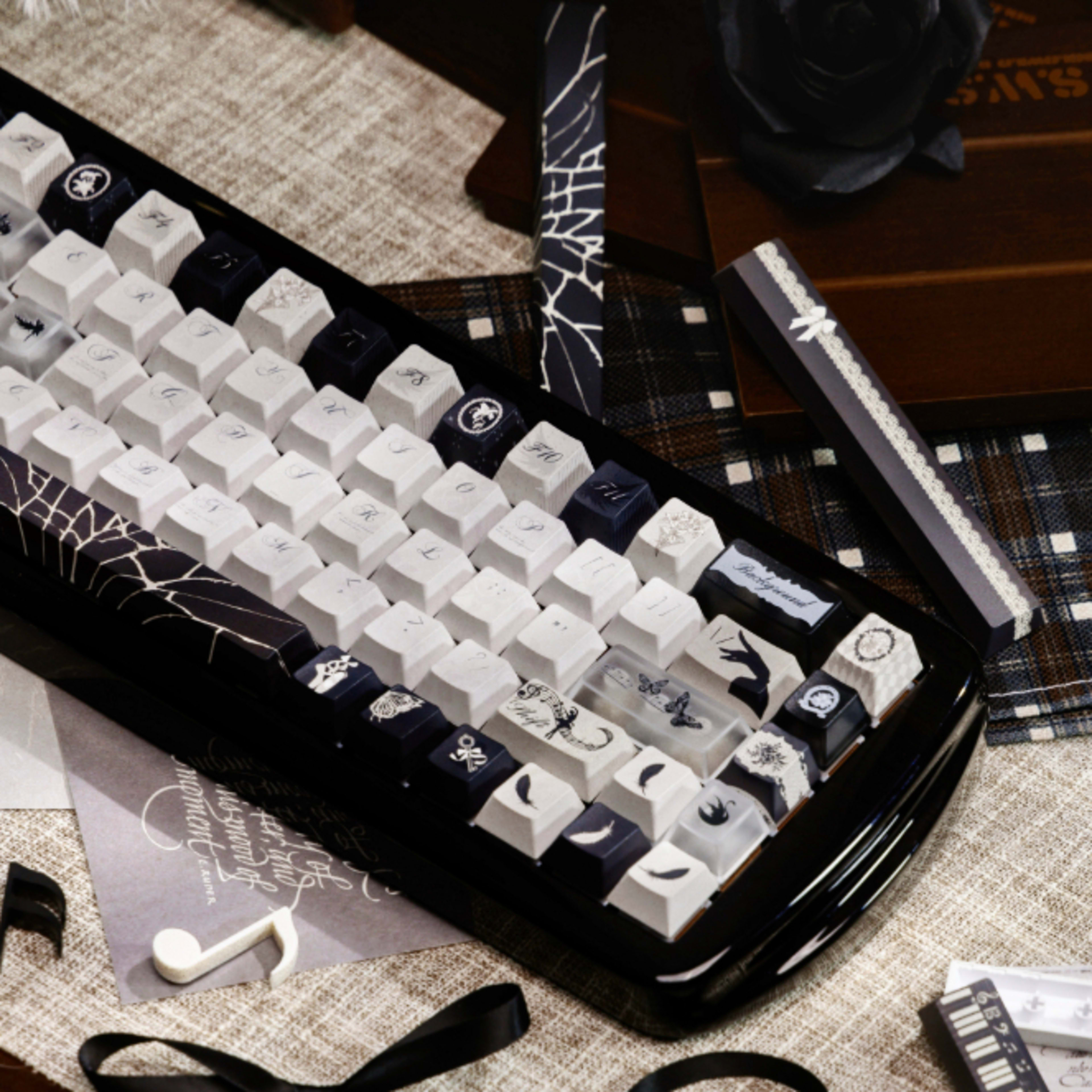 Black White And Gray Gothic Keycaps 3