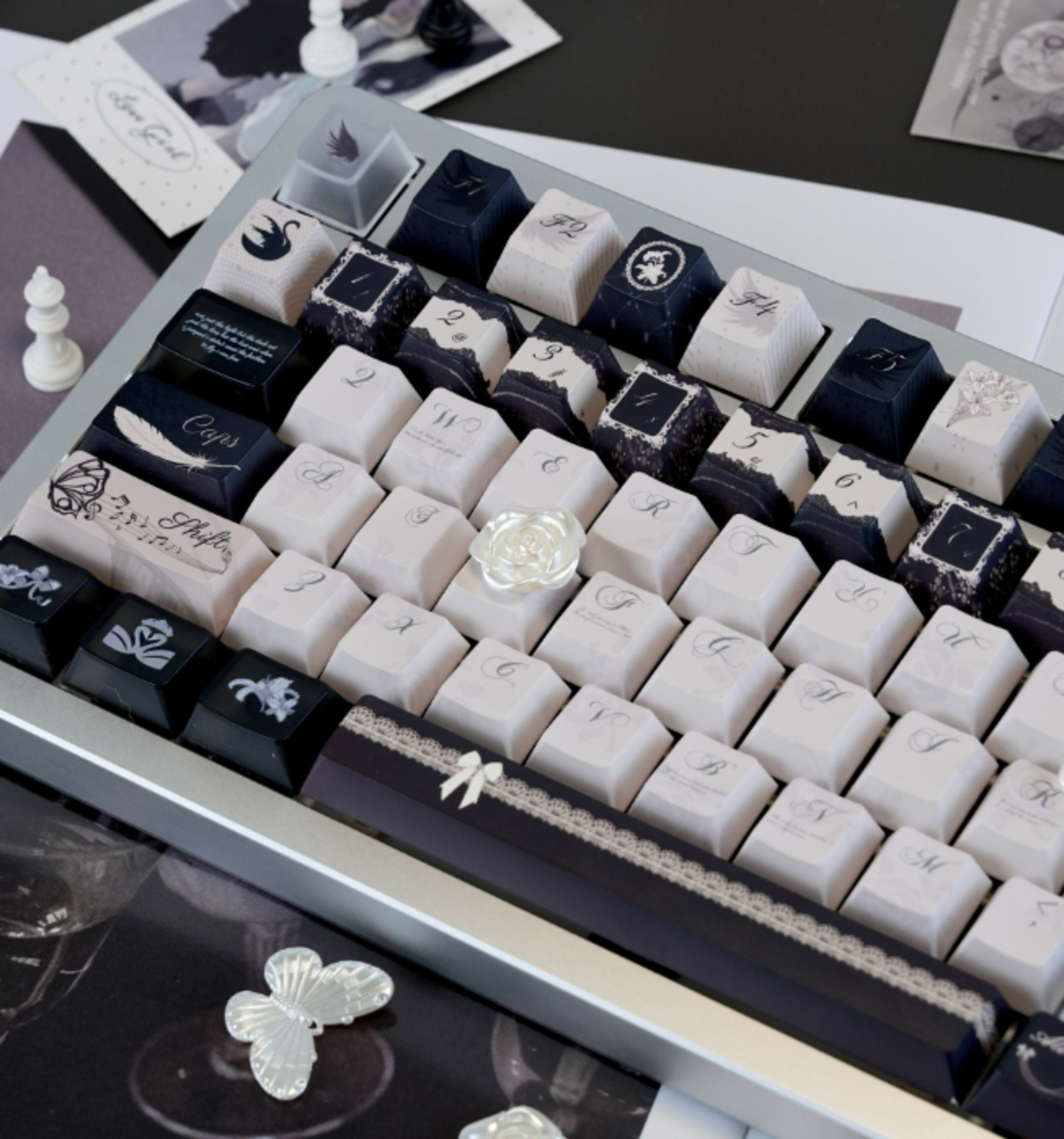 Black White And Gray Gothic Keycaps 4