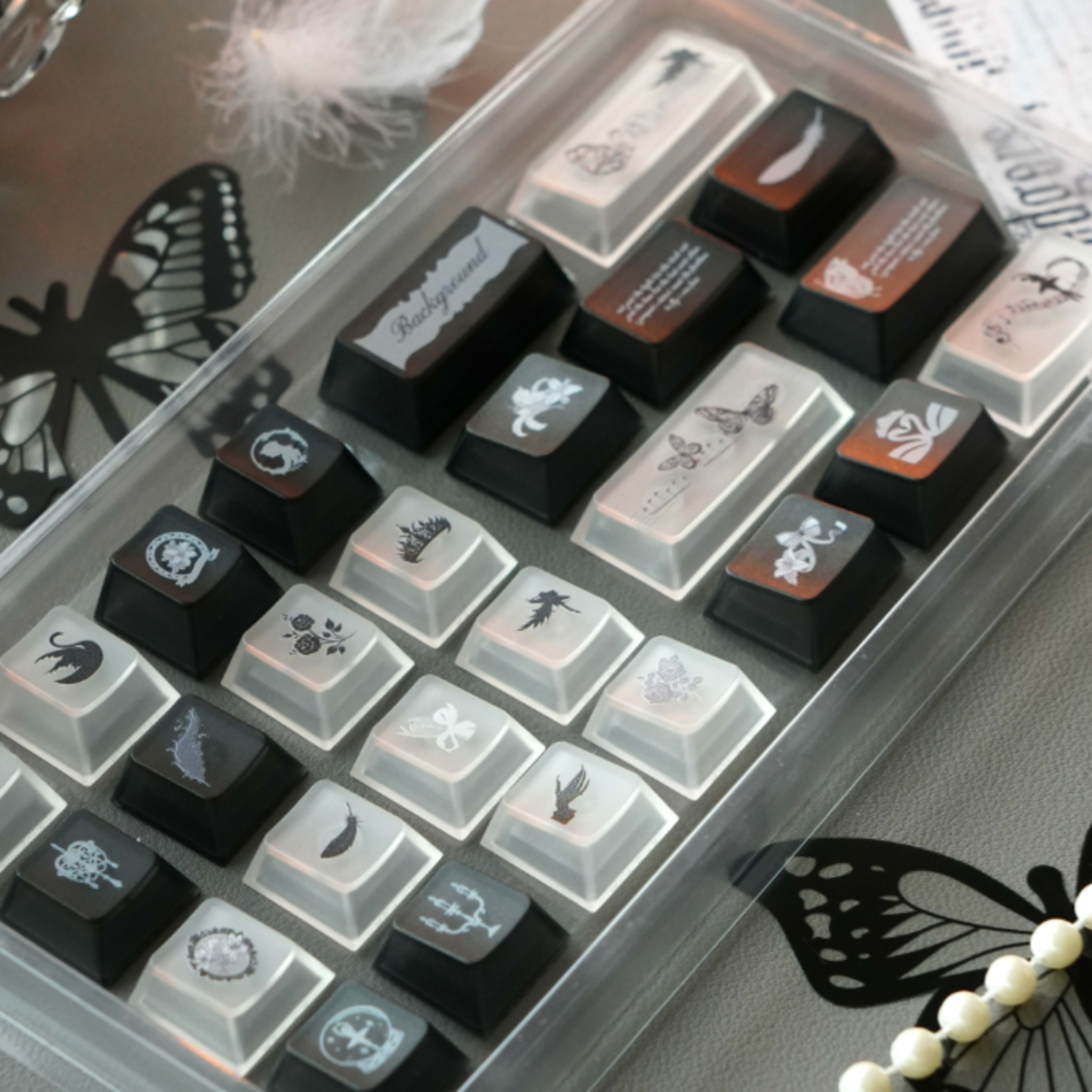 Black White And Gray Gothic Keycaps 2