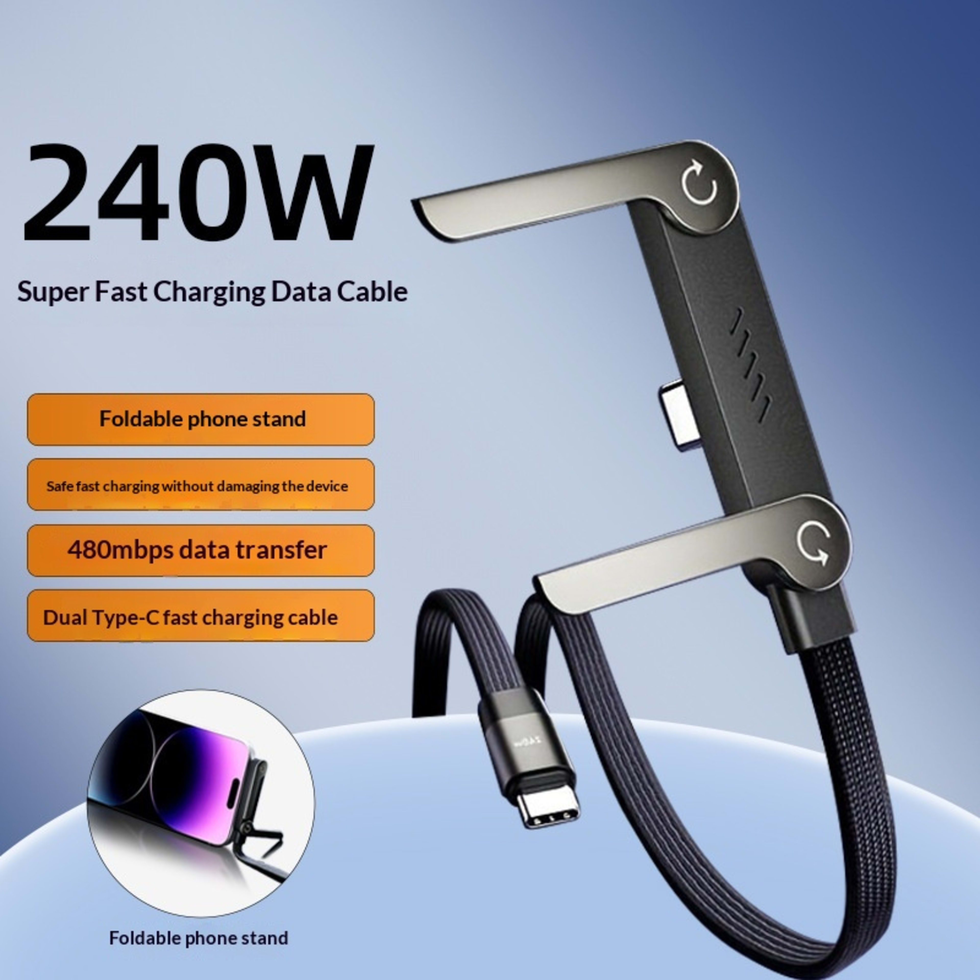 240W Multi-functional Fast-charging Phone Holder Data Cable 9