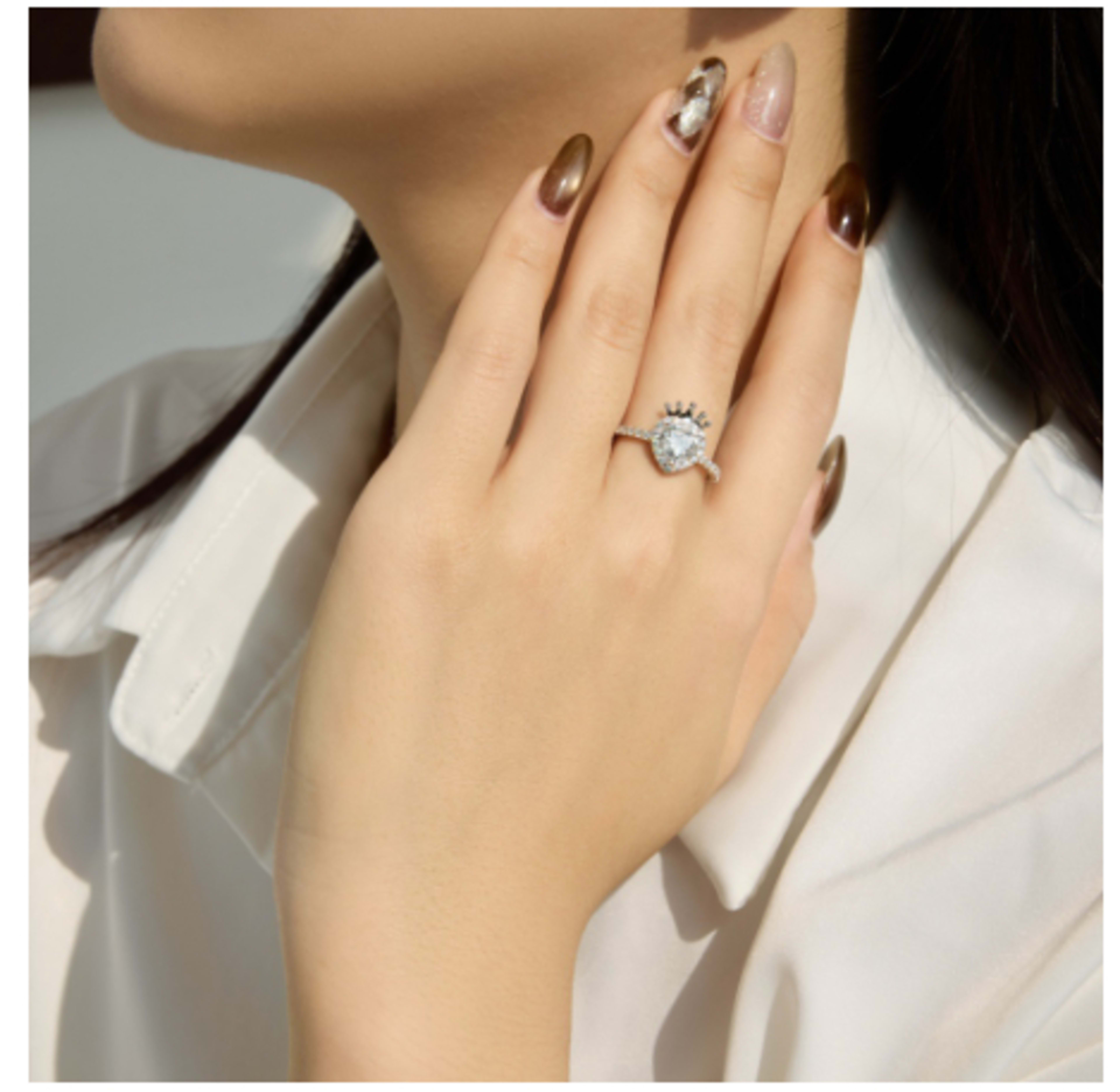 S925 Sterling Silver Crown And Heart Ring For Women 6