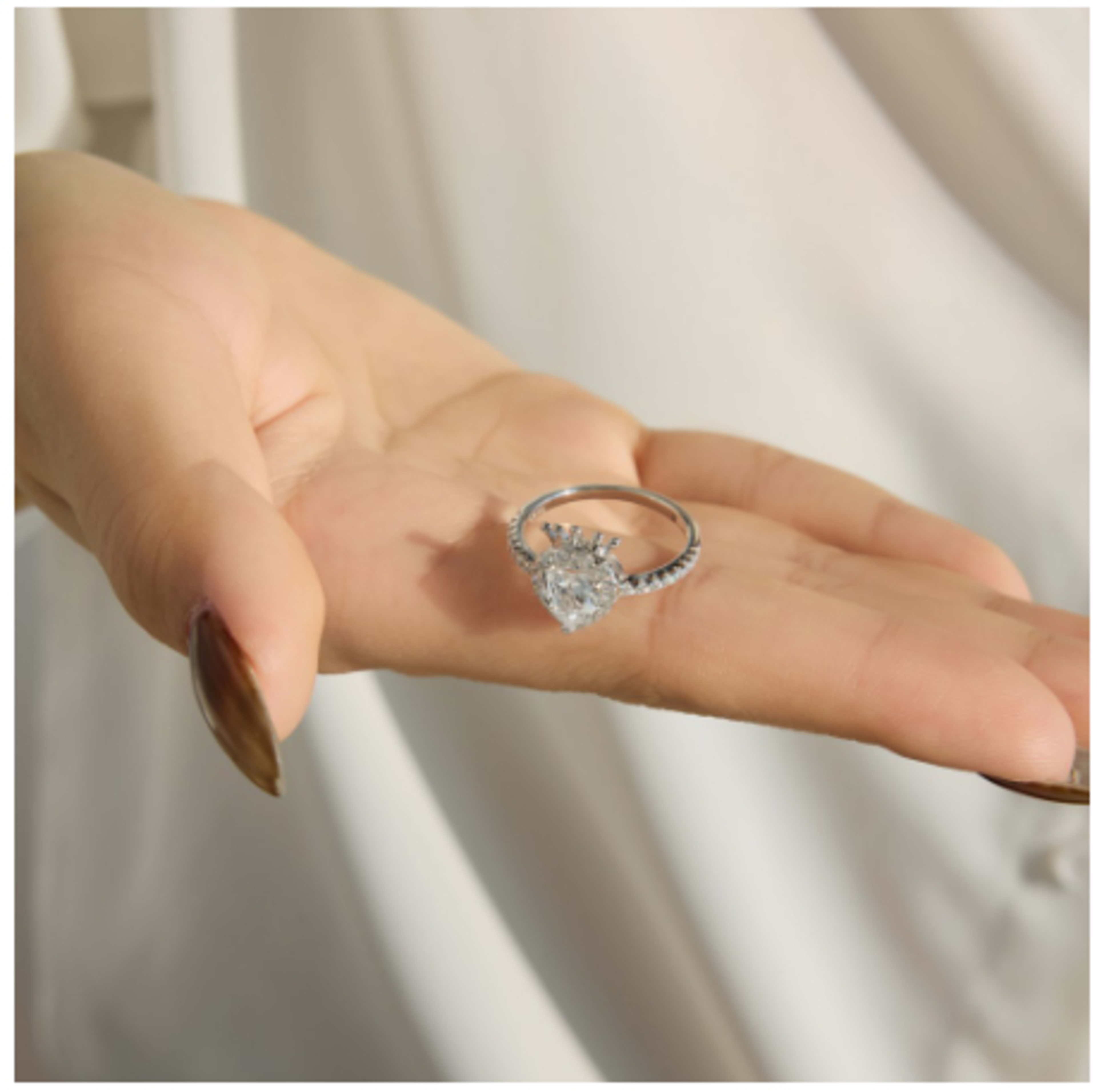 S925 Sterling Silver Crown And Heart Ring For Women 5