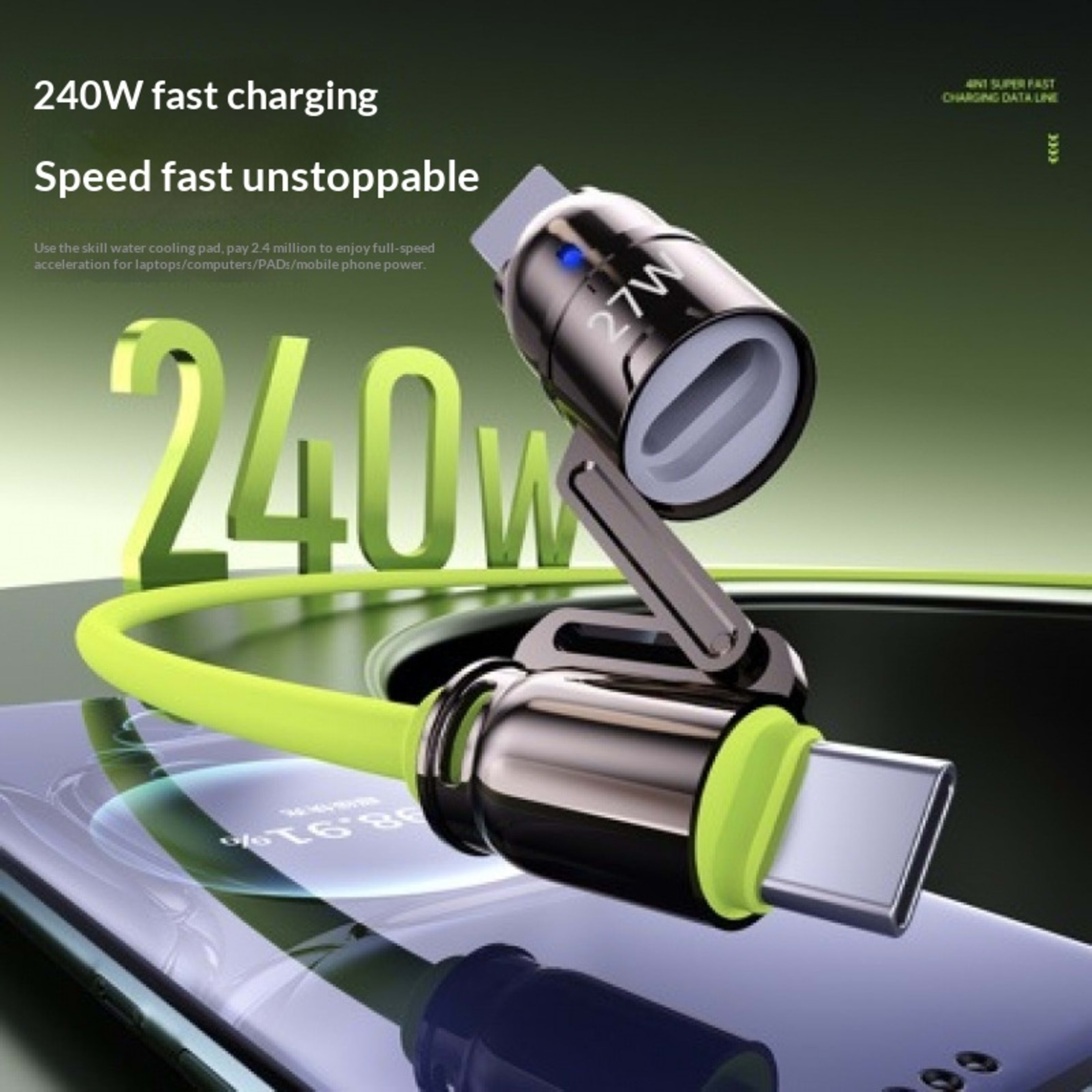 Dual Type-C 240W Four in One Data Cable 3