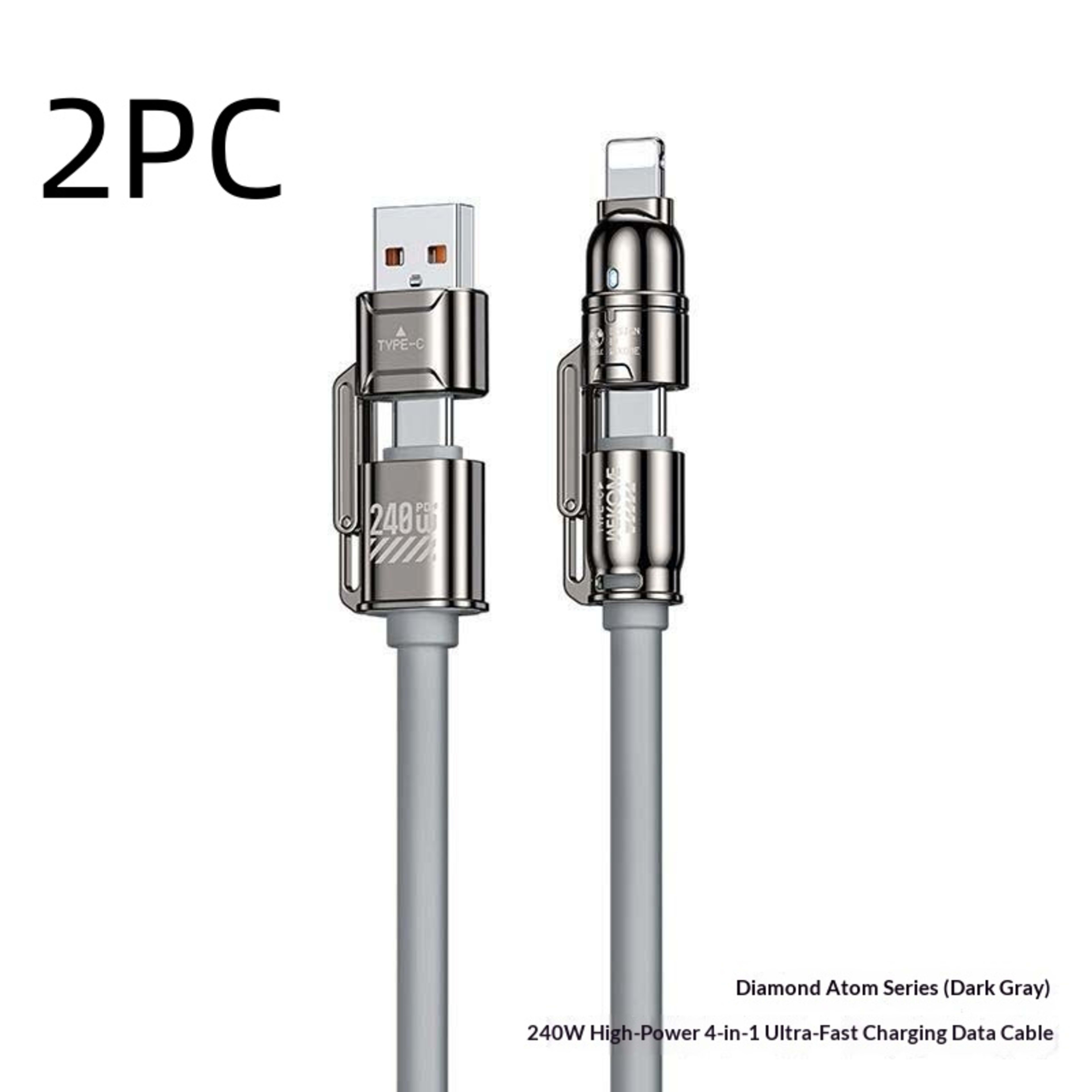 Dual Type-C 240W Four in One Data Cable 5