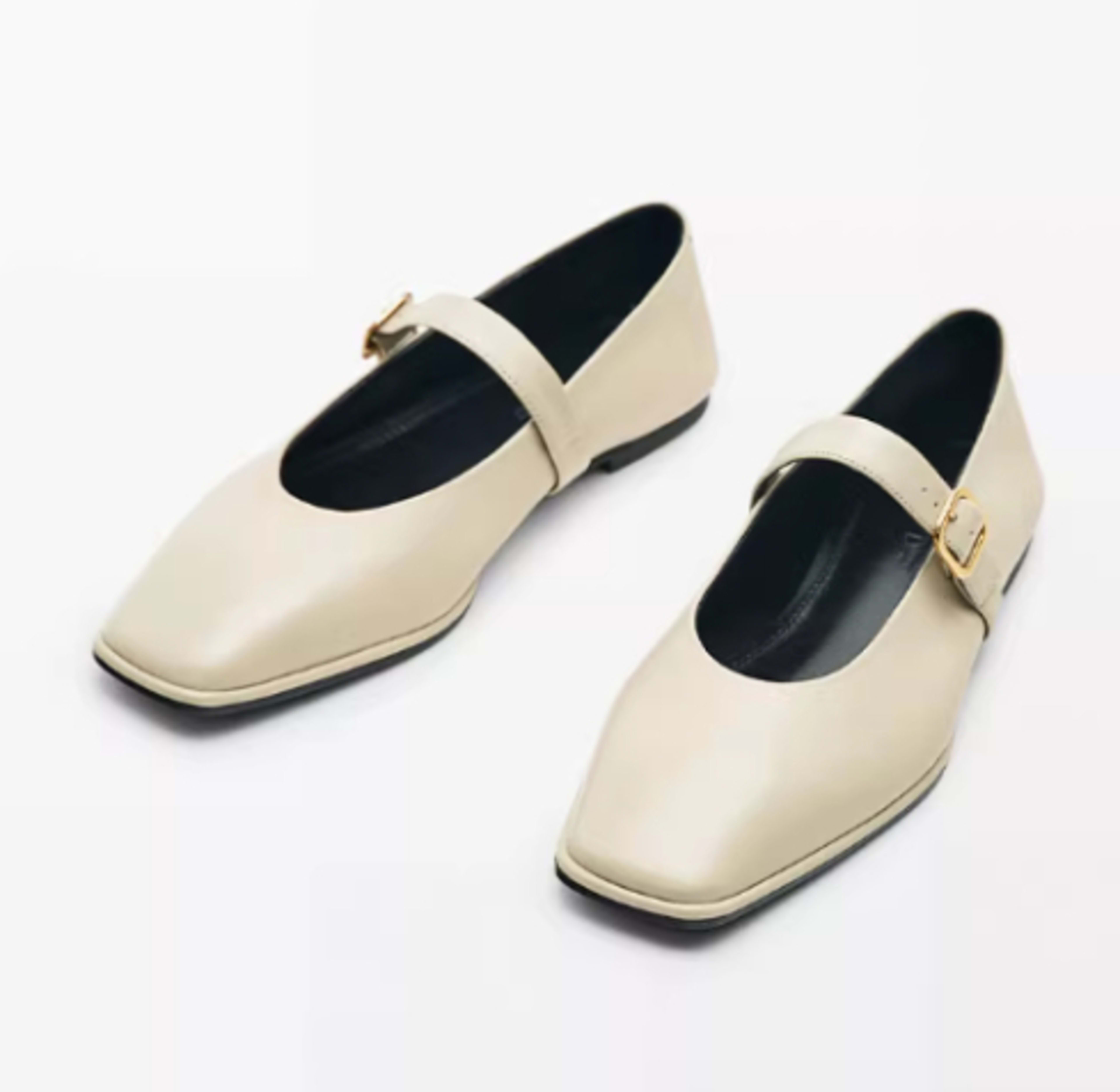 Genuine Leather Square-toe Flat Shoes For Women With Shallow Mouth And Single Strap 7