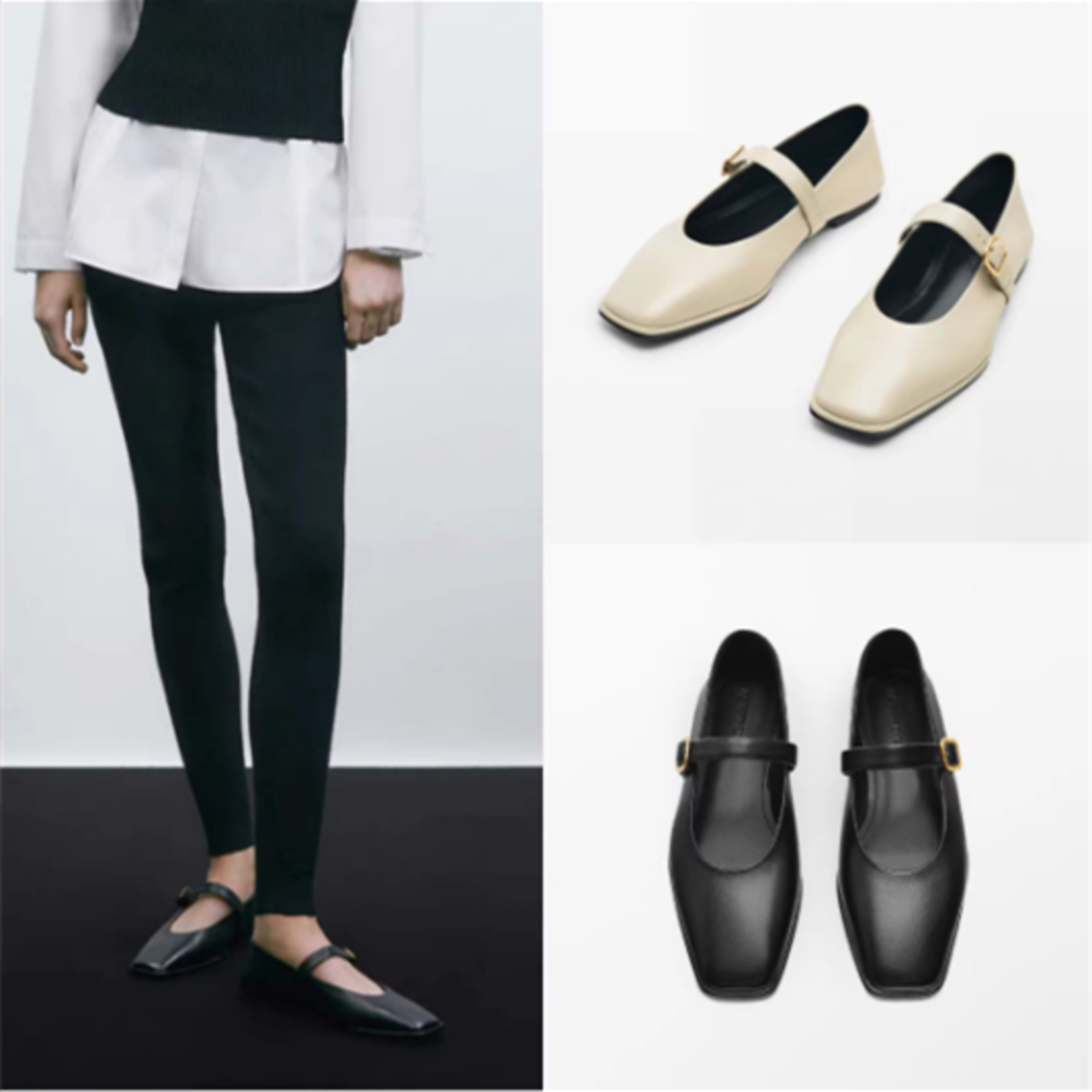 Genuine Leather Square-toe Flat Shoes For Women With Shallow Mouth And Single Strap 9
