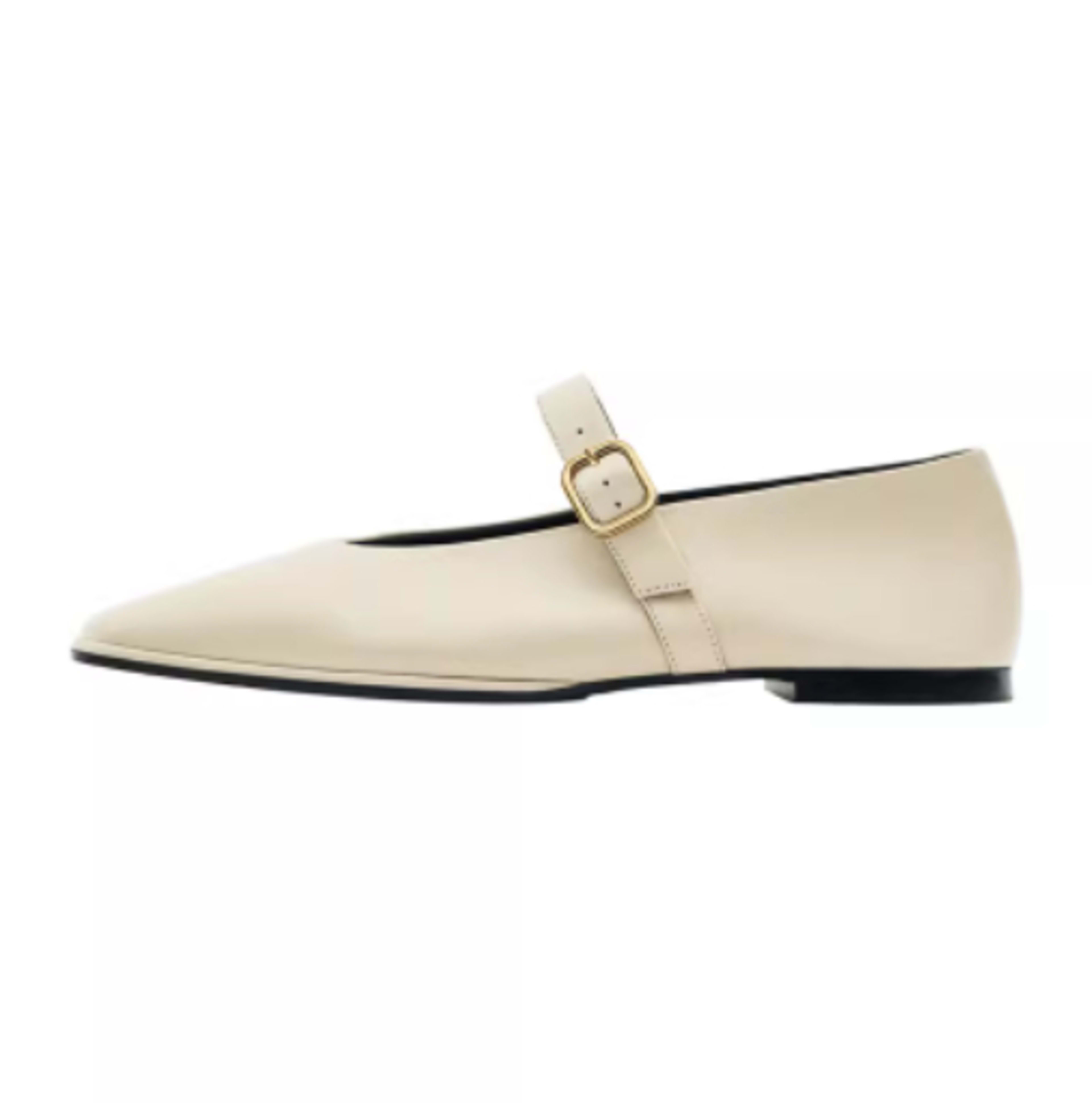 Genuine Leather Square-toe Flat Shoes For Women With Shallow Mouth And Single Strap 11