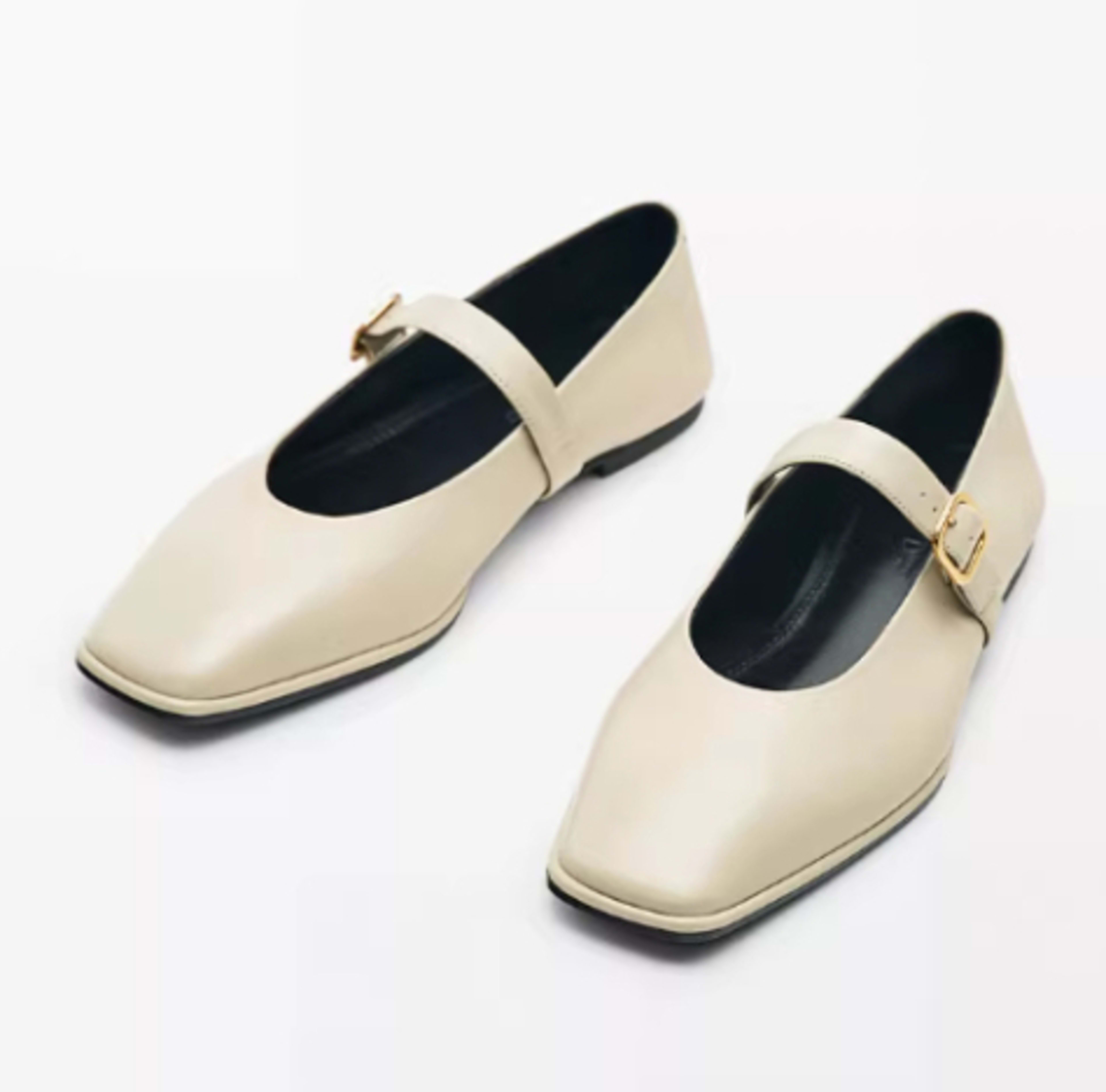 Genuine Leather Square-toe Flat Shoes For Women With Shallow Mouth And Single Strap 12