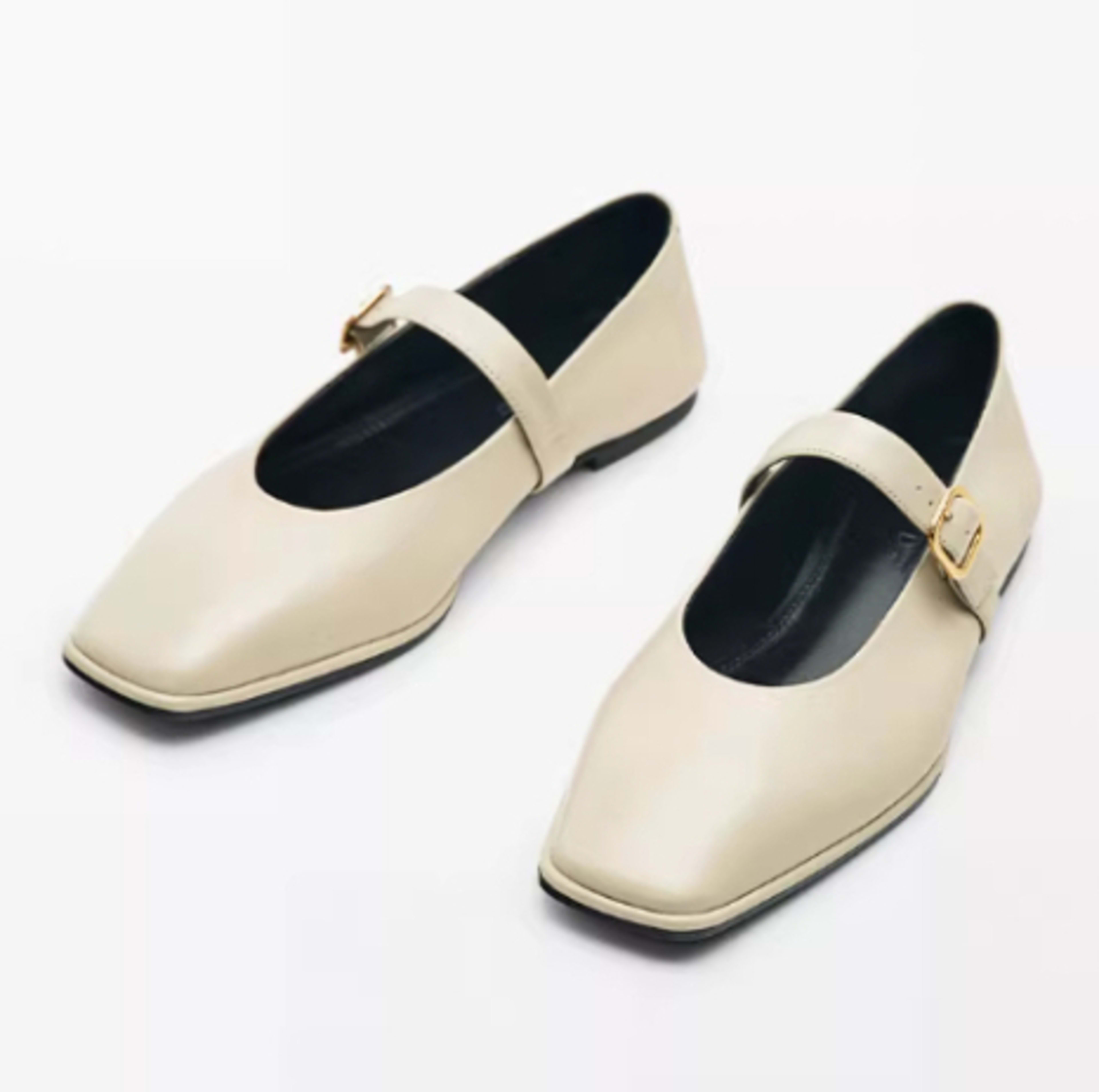 Genuine Leather Square-toe Flat Shoes For Women With Shallow Mouth And Single Strap 8