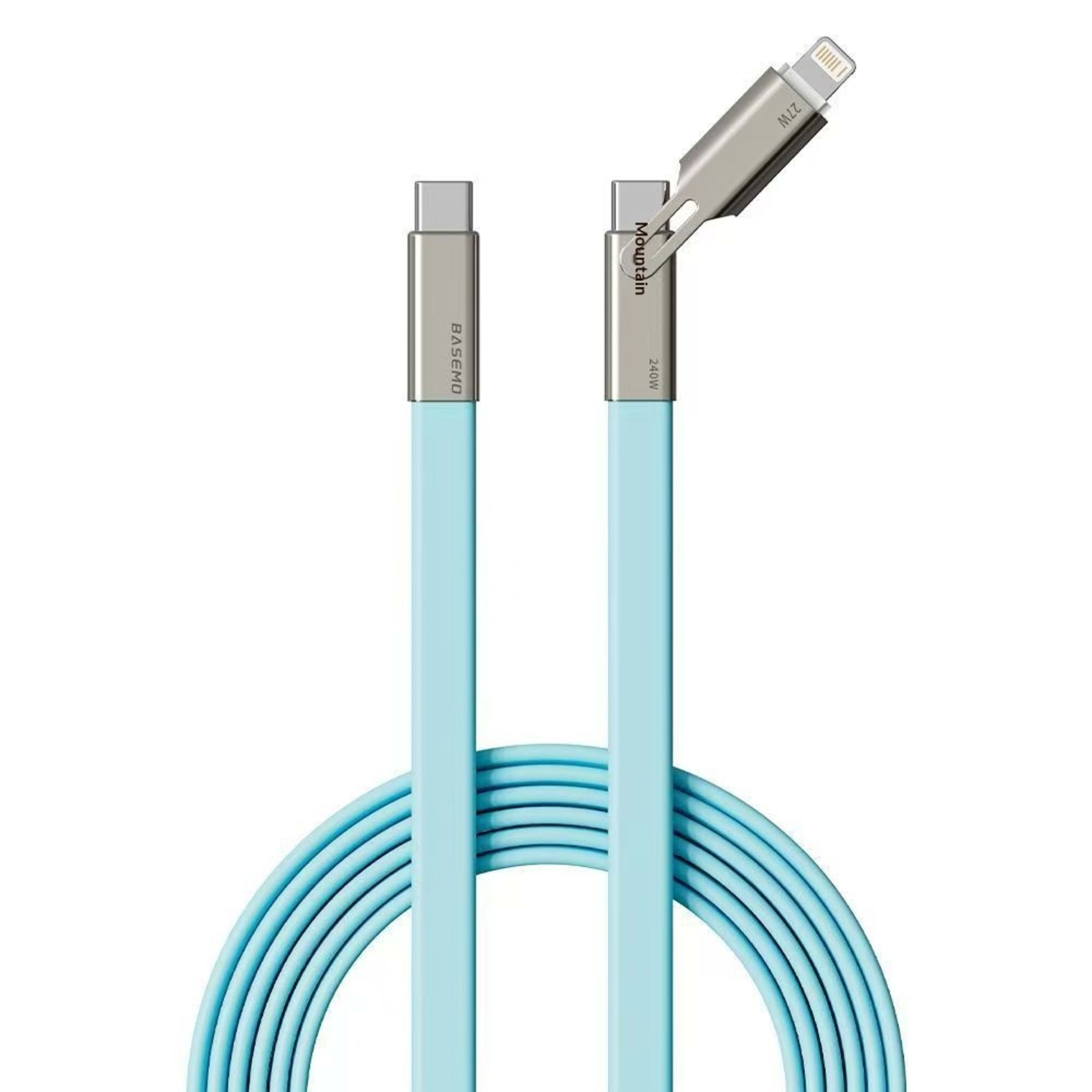240W Multi-Protocol Fully Compatible 2-in-1 Charging Cable With Silicone