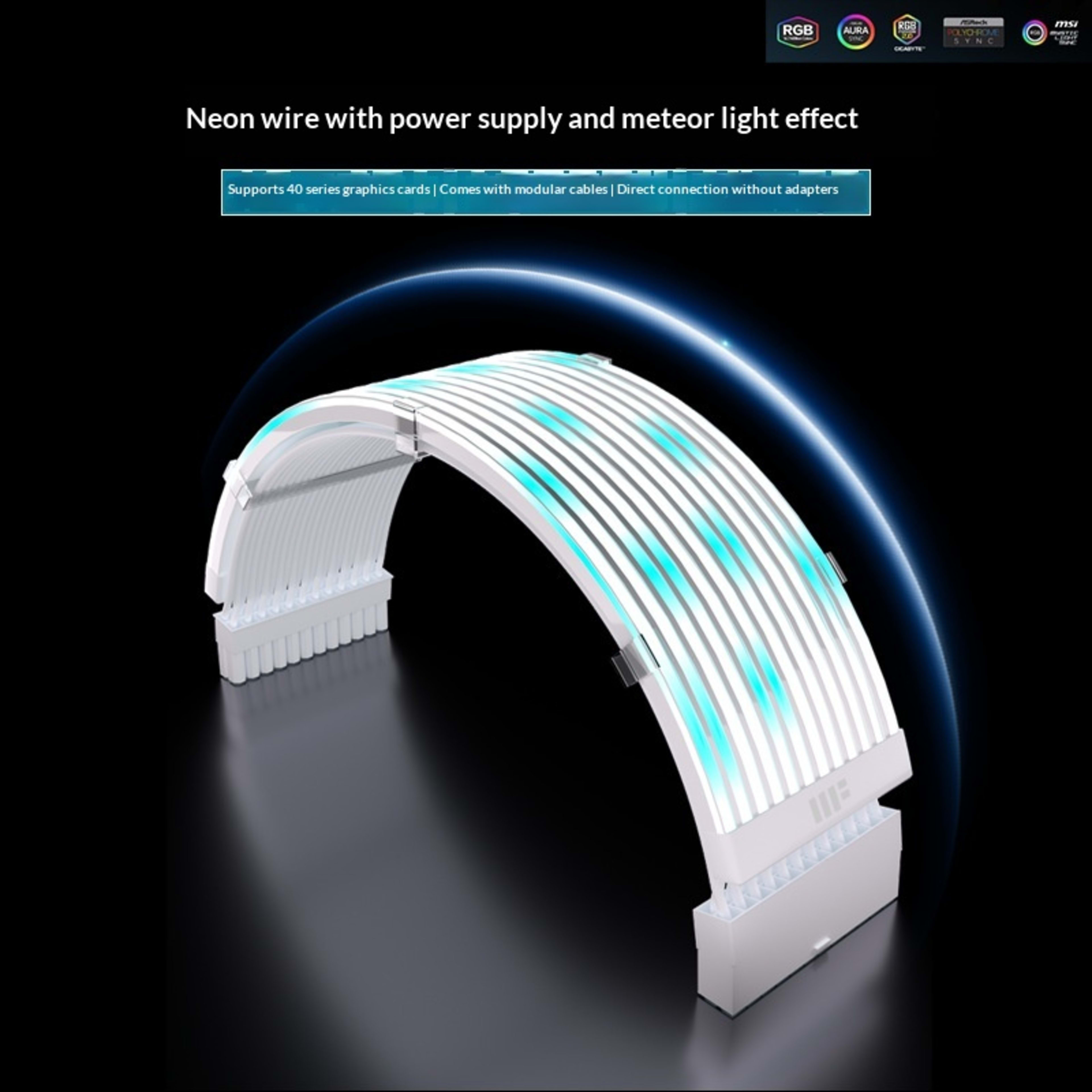 Graphics Card Neon Strip Lighting 8-pin To 24-pin Power Supply Cable For The Motherboard 3
