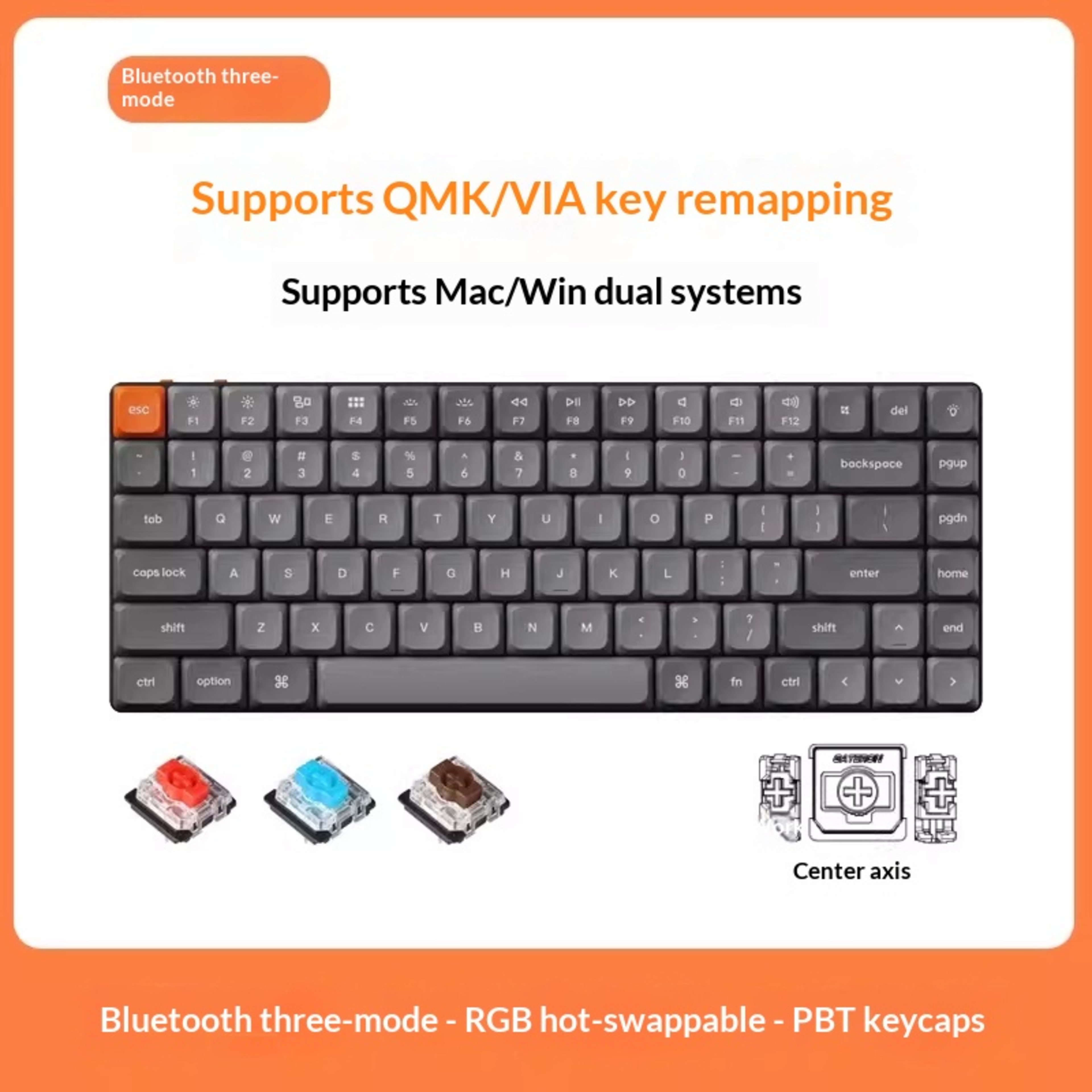 Office Silent Low-Profile Mechanical Tri-Mode Bluetooth Keyboard