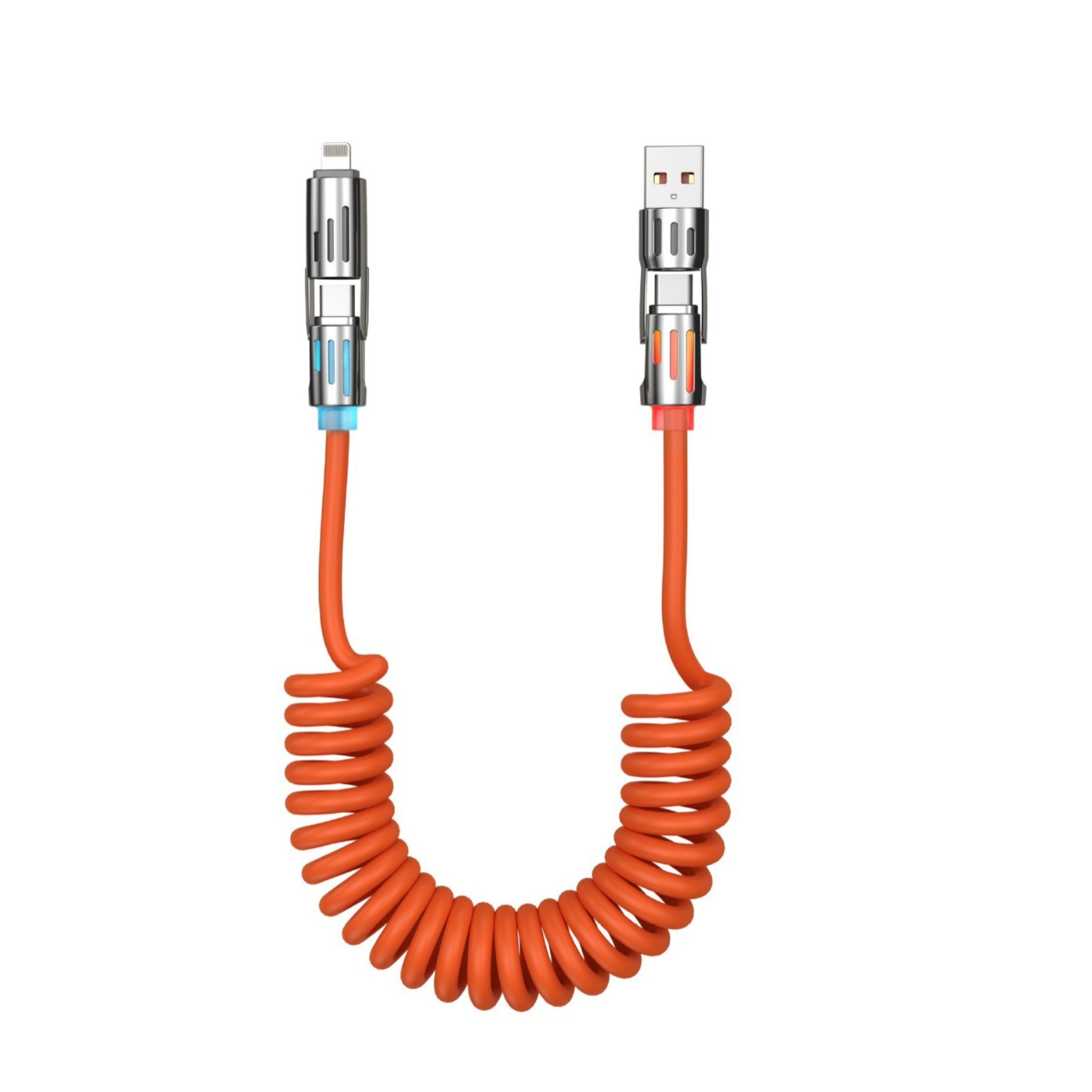 Phone Cable Spring Light Bar 4-in-1 65W Data Cable 10