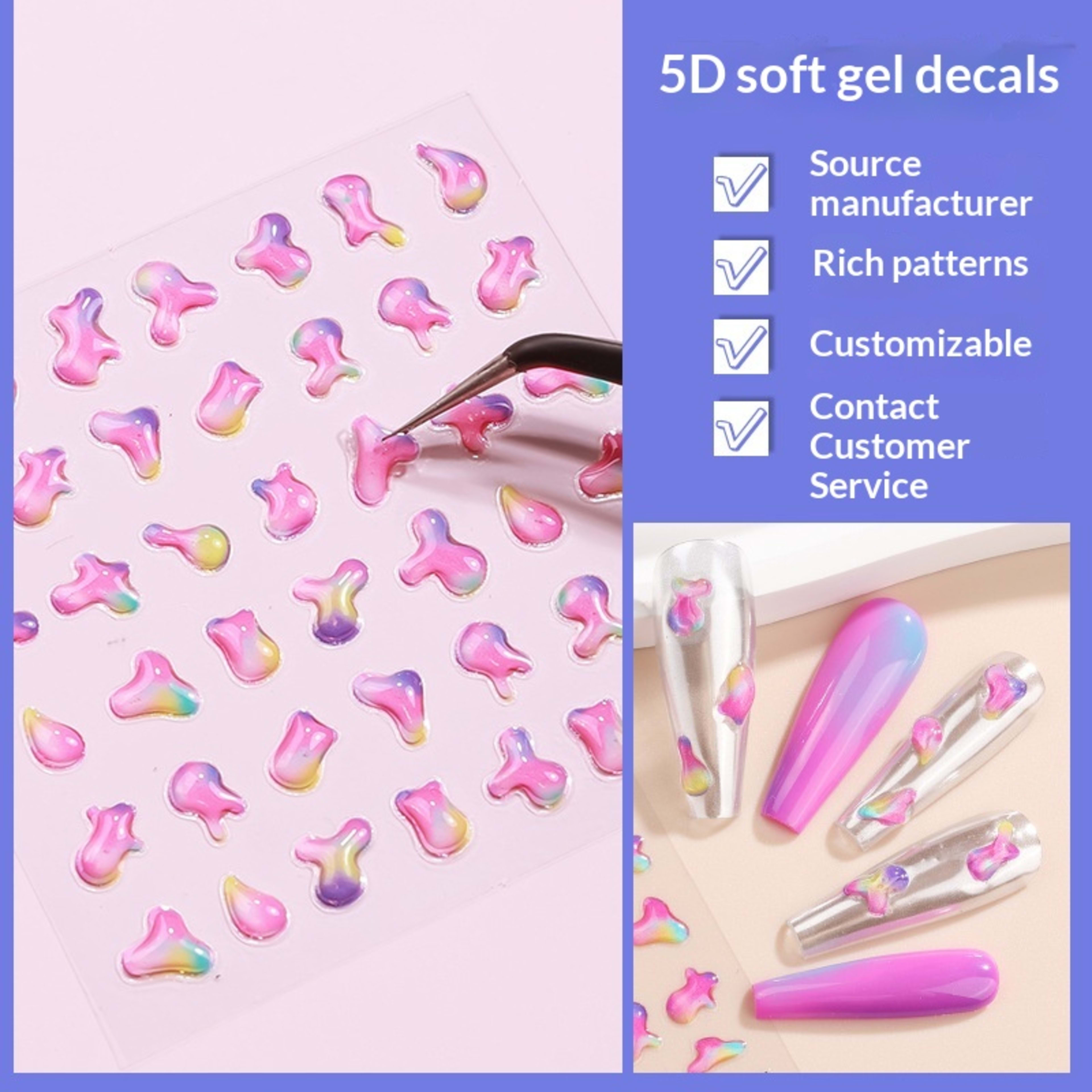 Creative Stickers Cute 3D Jelly Soft-Plastic Embossed Decals 30