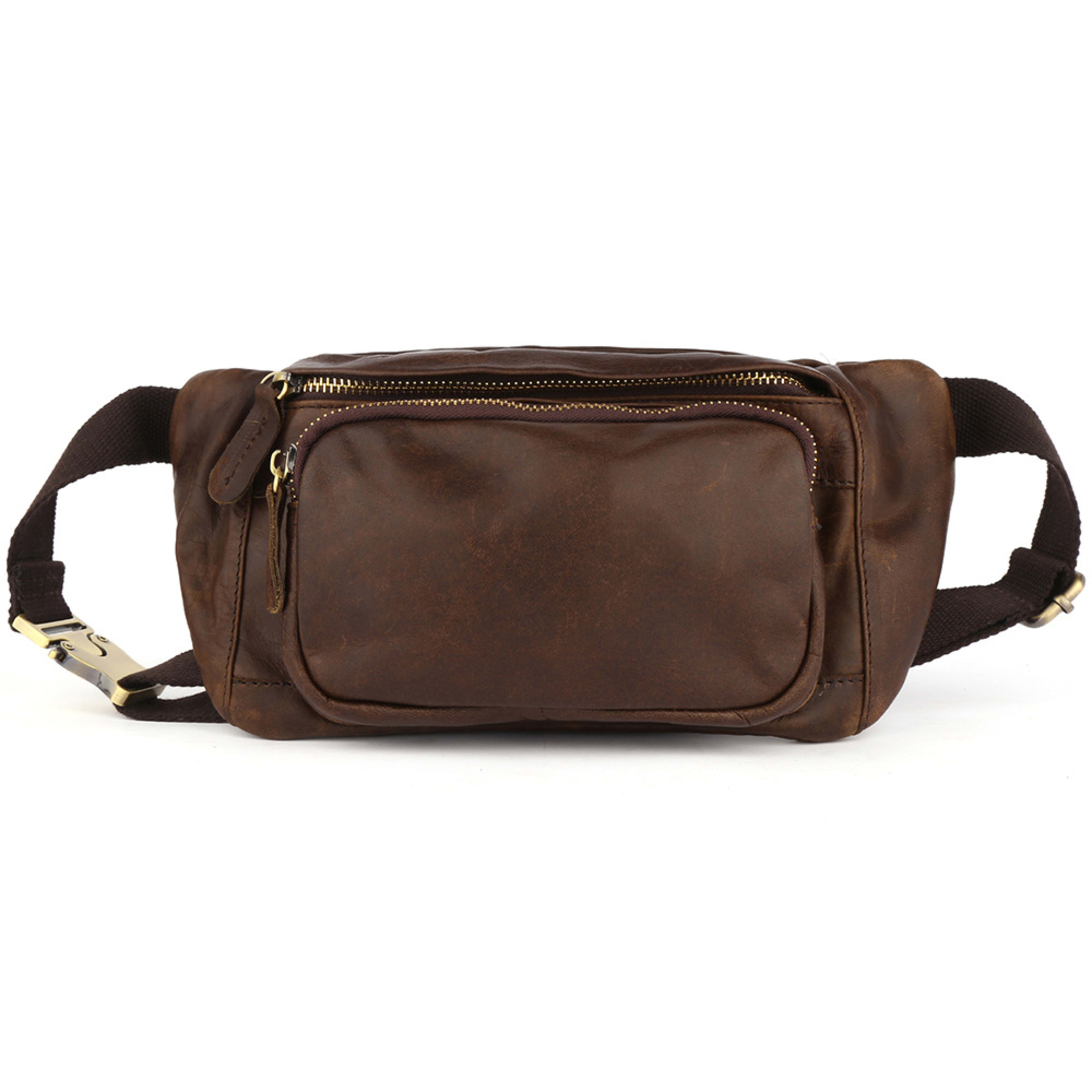 Simple Retro First-Layer Cowhide Mens Chest Bag 6