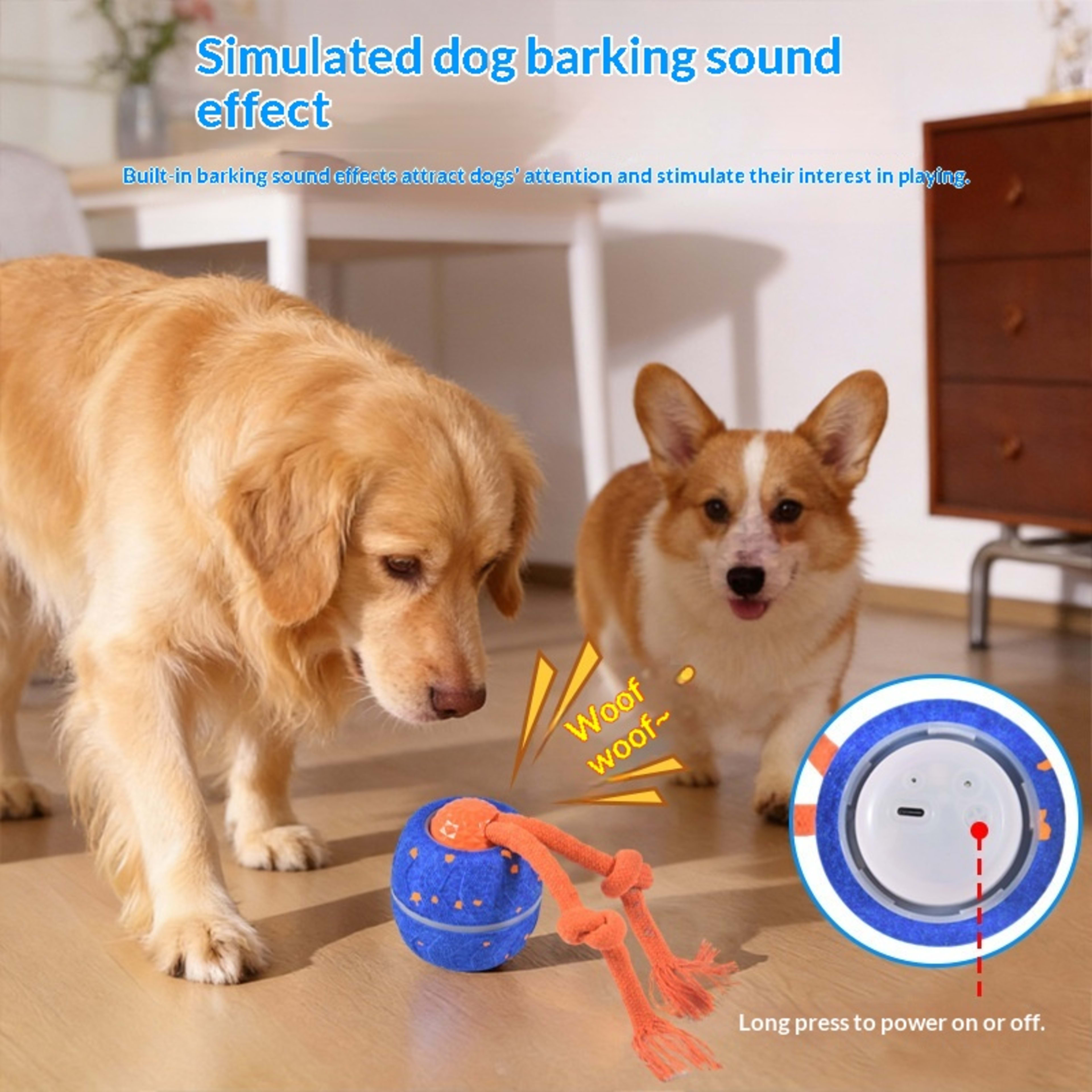 Pet Electric Smart Rolling Ball Sound-Playing Spinning Teething Toy Ball 16