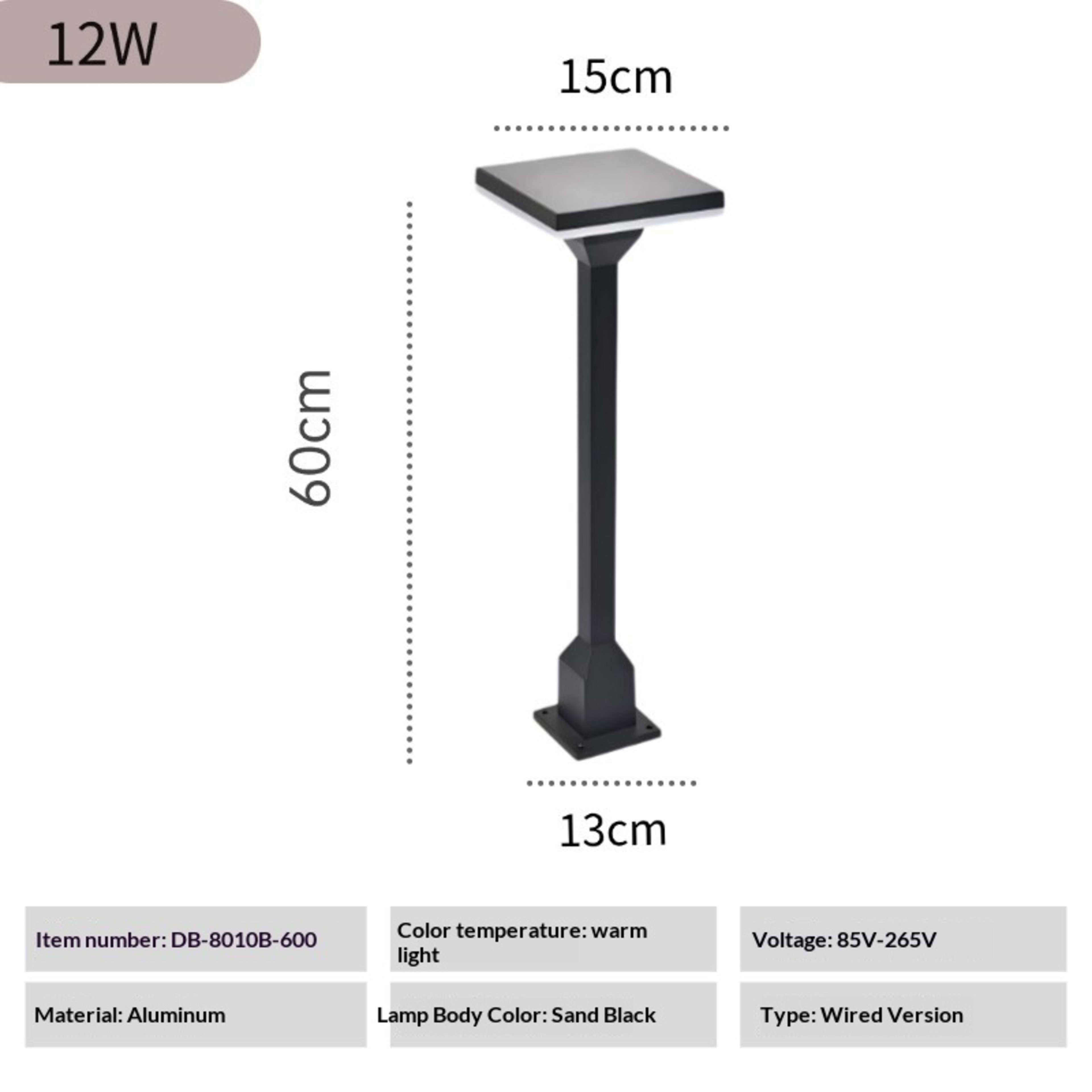 Outdoor Garden Light Pole Aluminum Courtyard Lamp 1