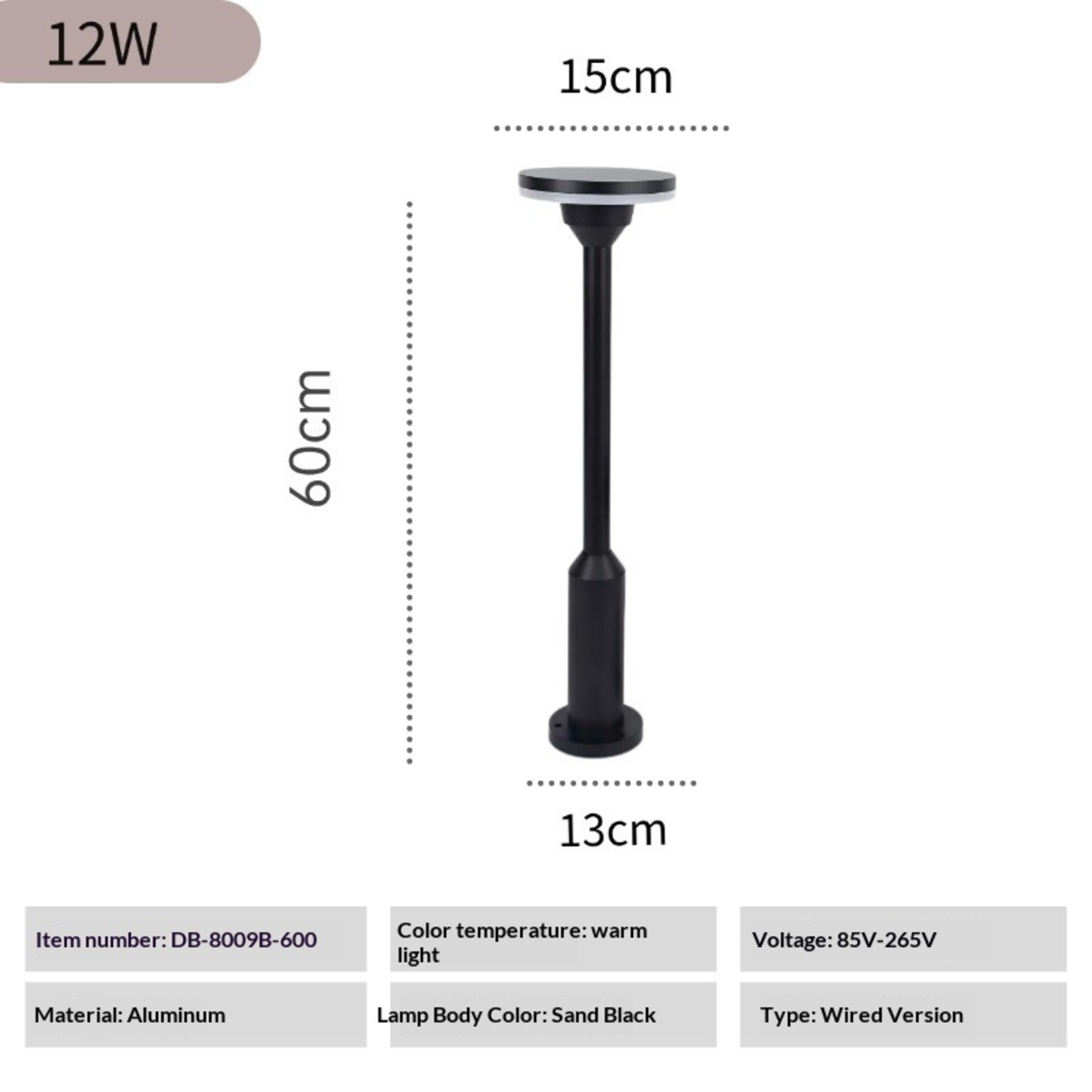 Outdoor Garden Light Pole Aluminum Courtyard Lamp 2