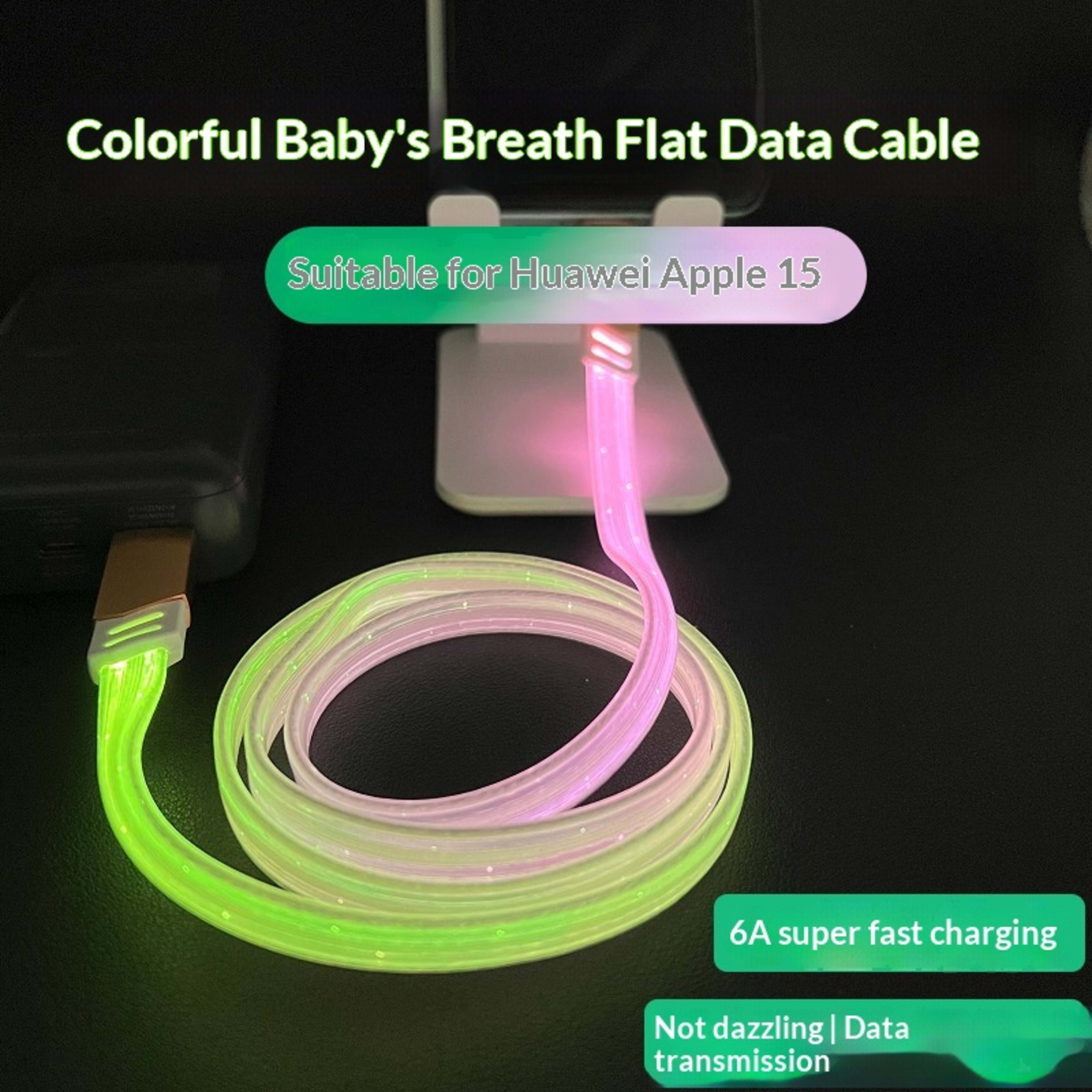 6A Starry Sky Glowing Car Charging Data Cable 9