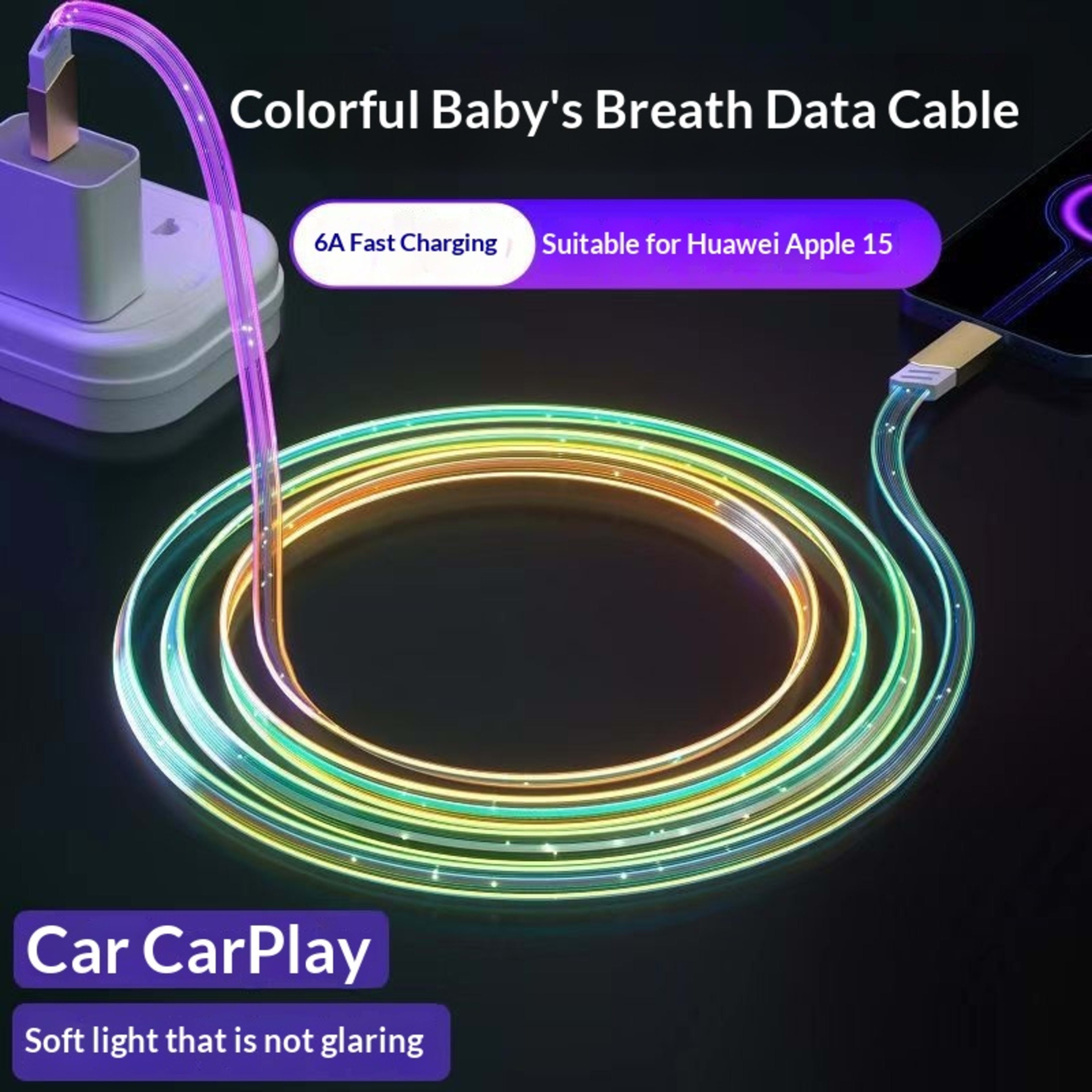 6A Starry Sky Glowing Car Charging Data Cable 2