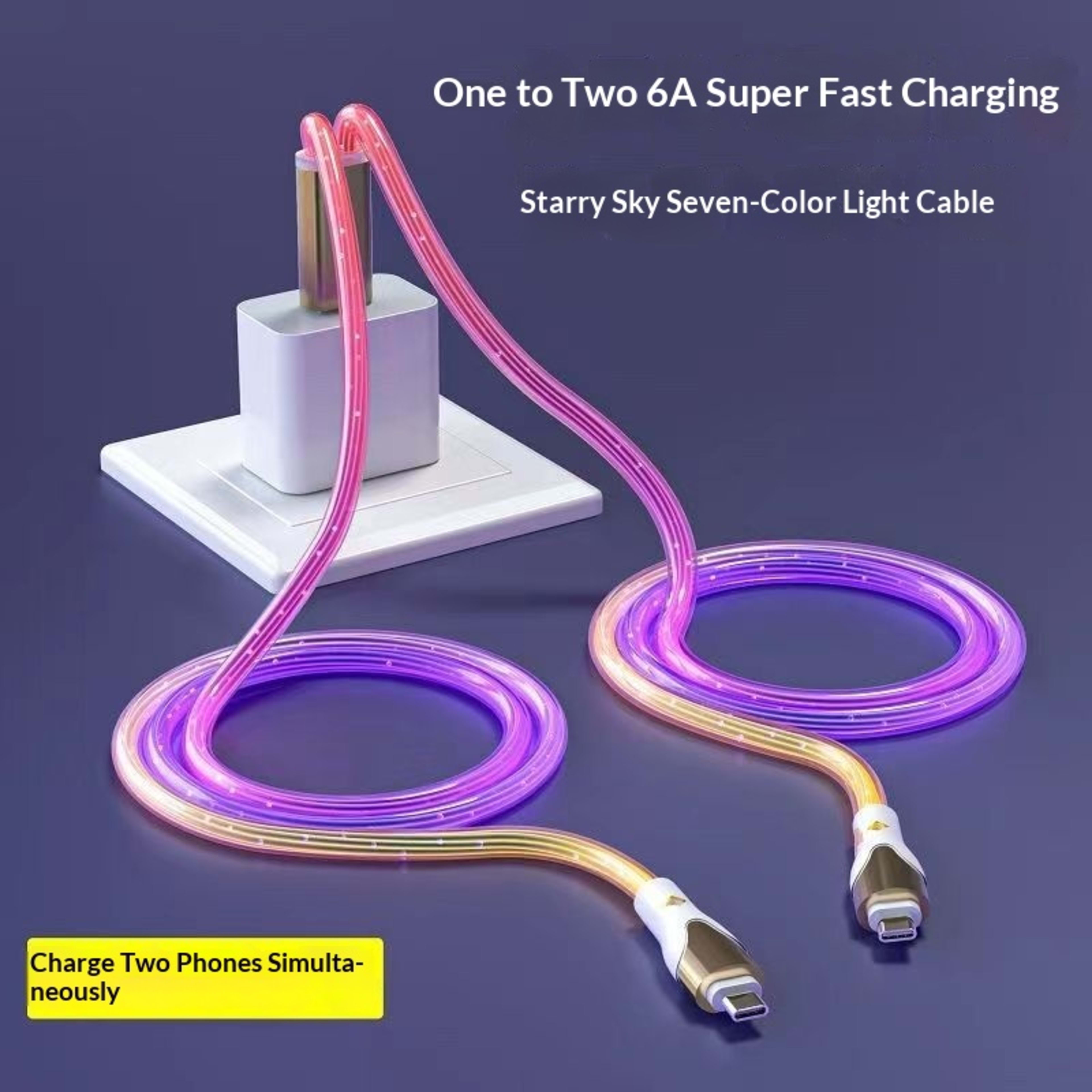 6A Starry Sky Glowing Car Charging Data Cable 5