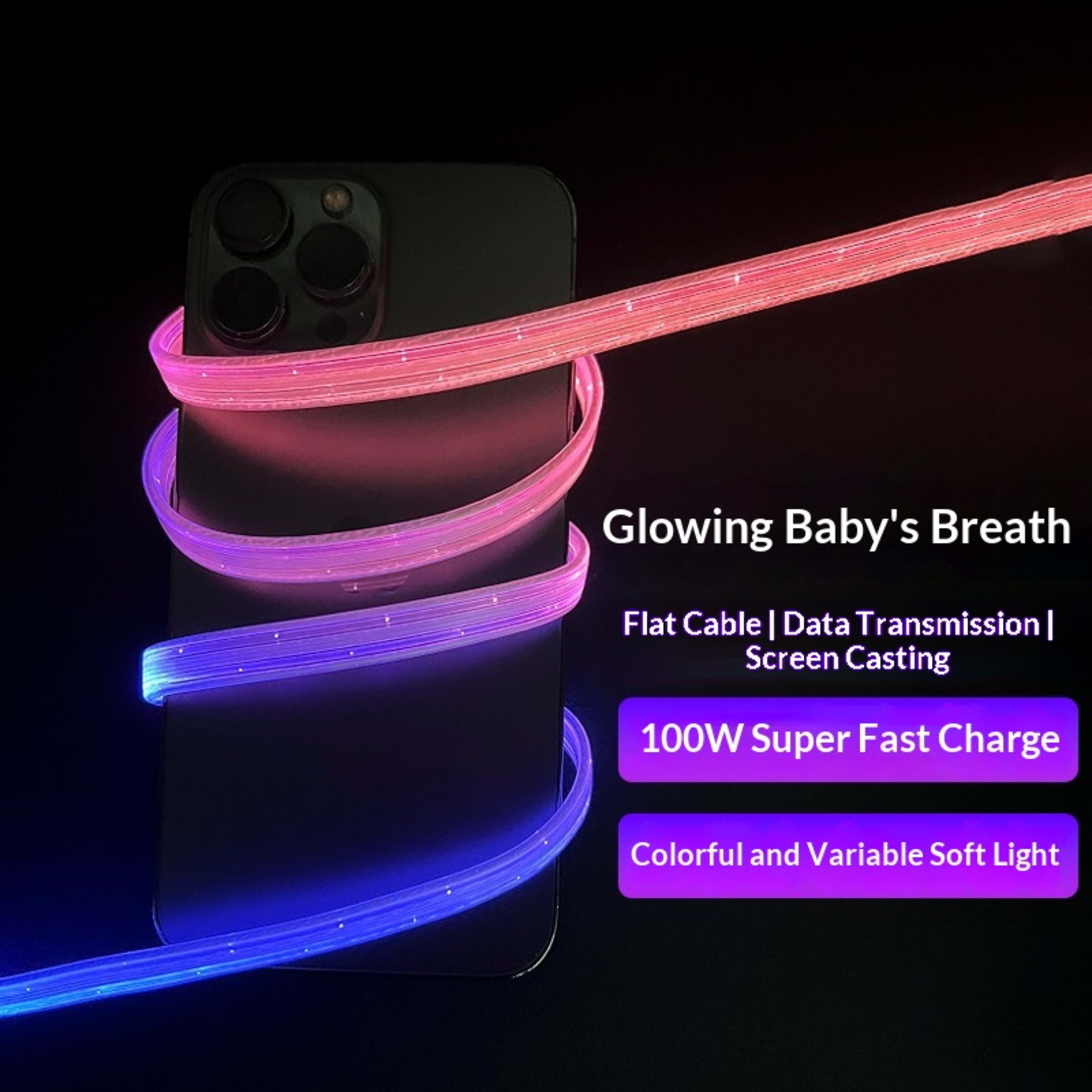 6A Starry Sky Glowing Car Charging Data Cable 8