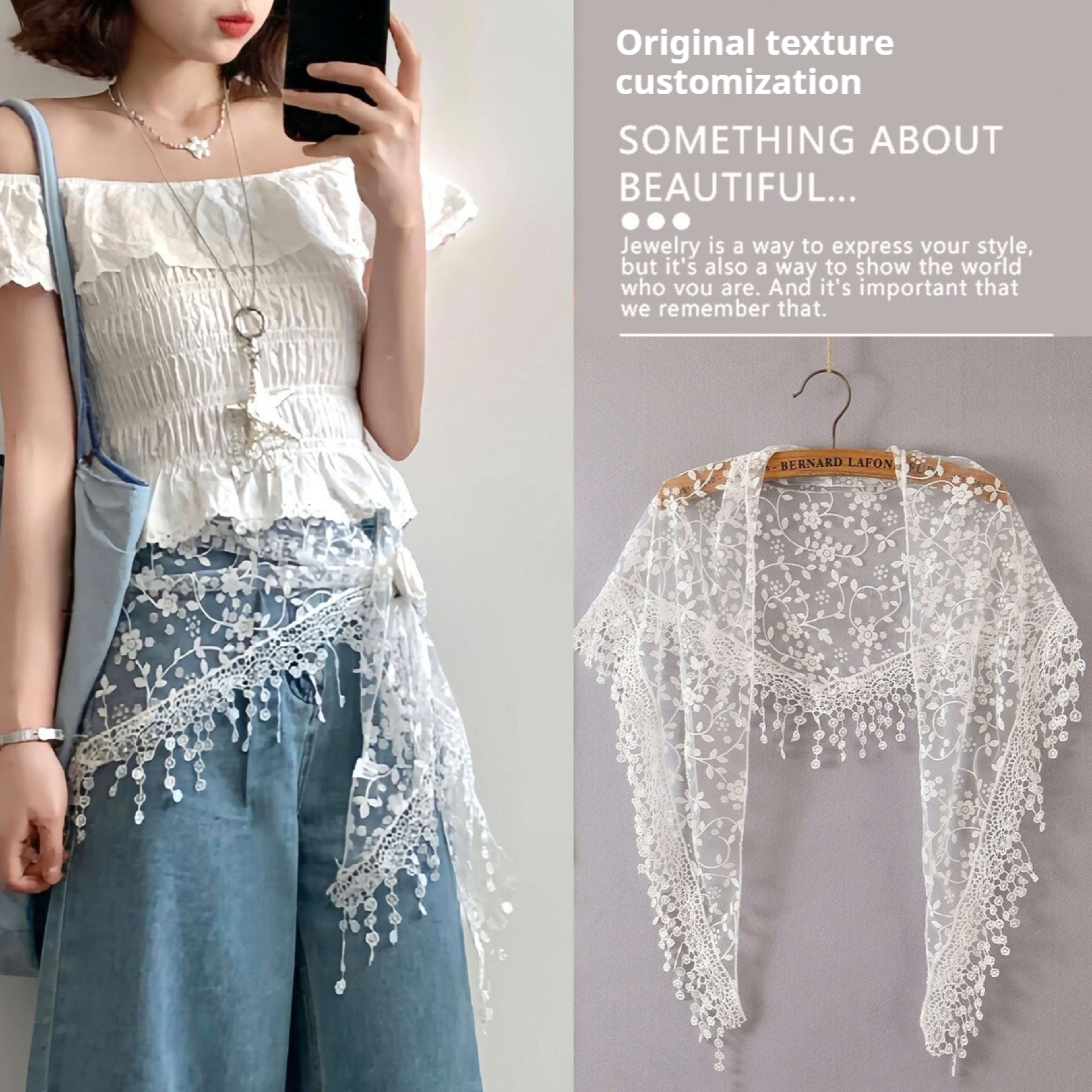 New Stylish Layered-wear Tie-front Triangle Scarf 5