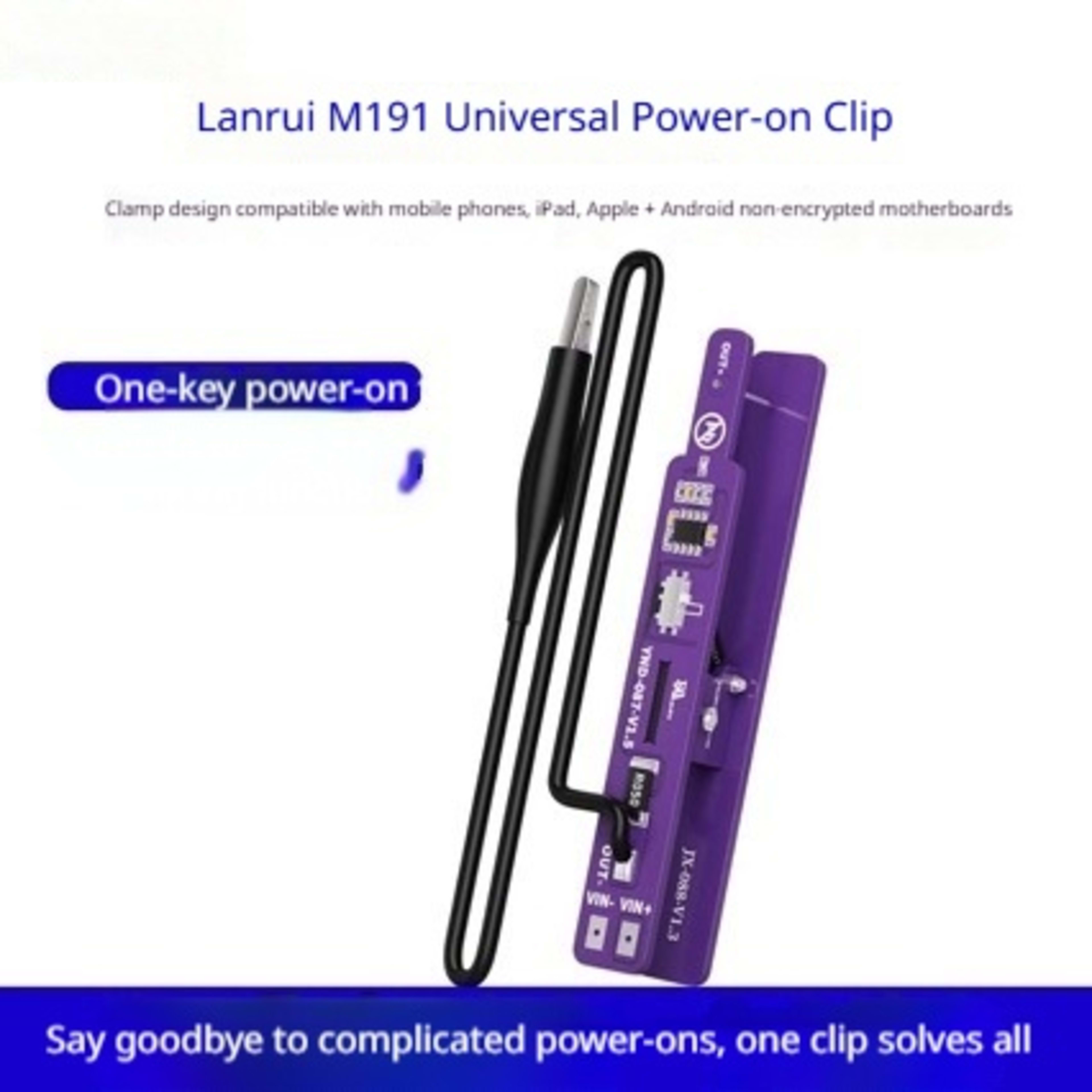 Battery-Free Universal Phone Power-On Clip