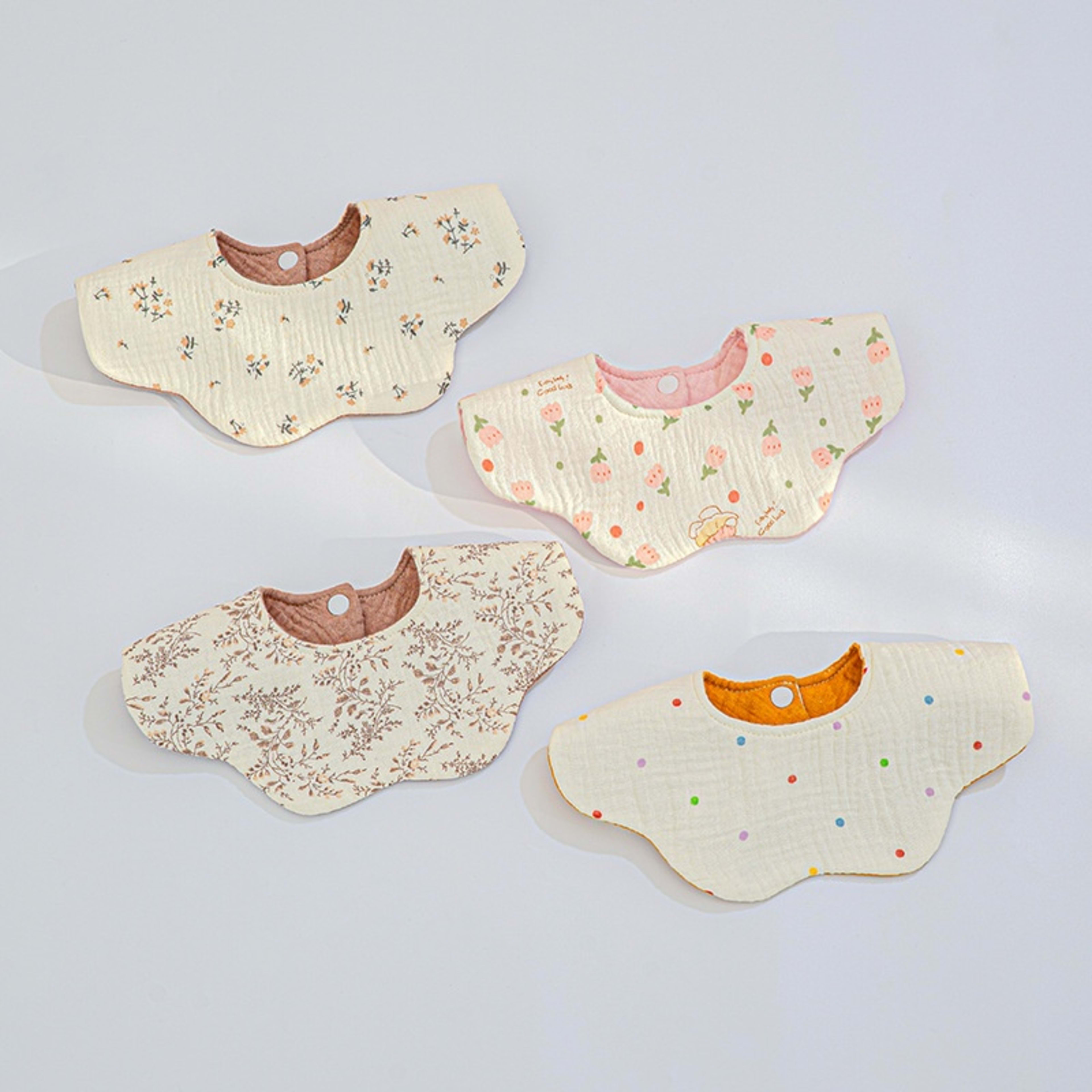 Cotton Highly Absorbent Leak-proof For Feeding Babies And Toddlers Petal-shaped Bib 9