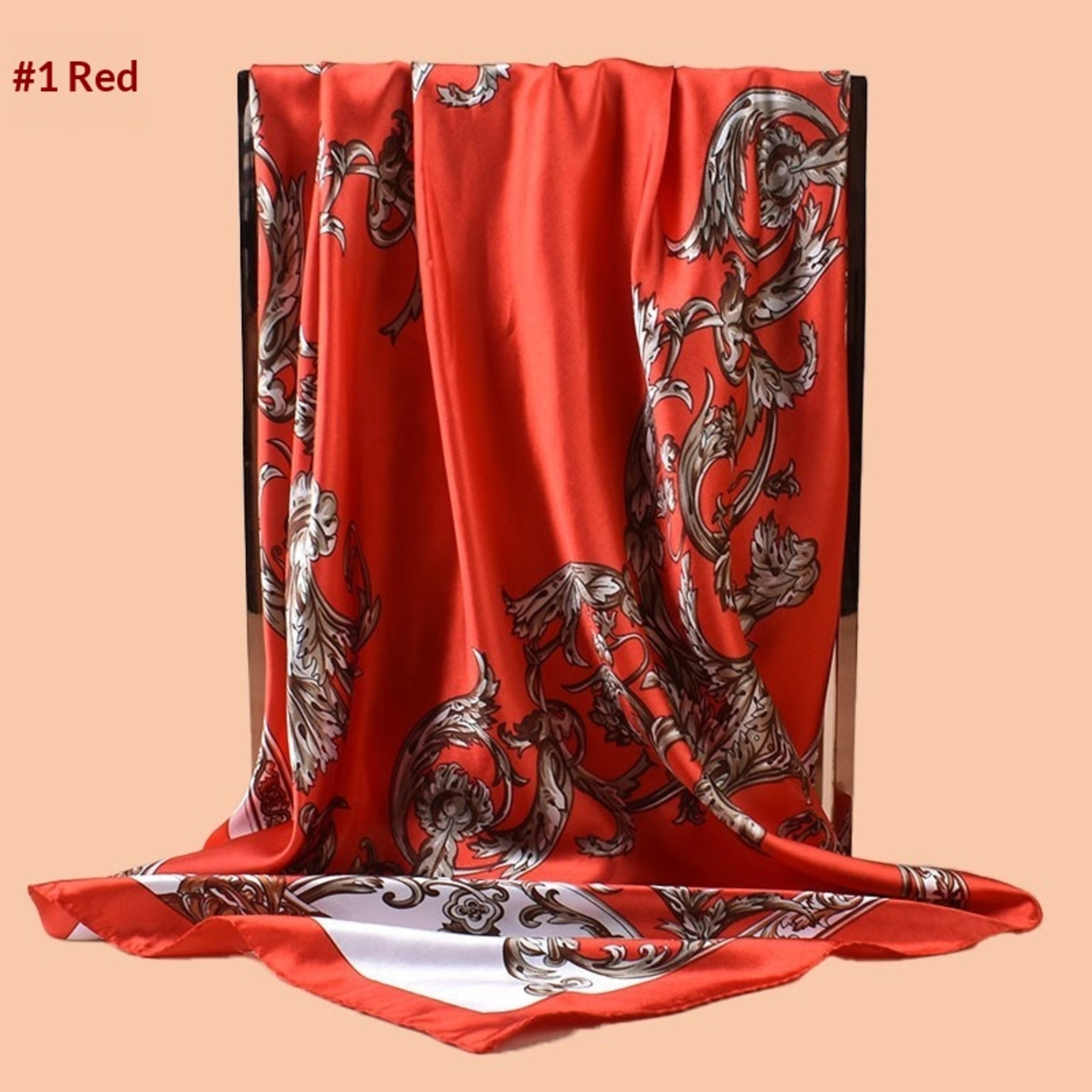Ding Floral Vine Print Square Scarf For Layering And Sun Protection