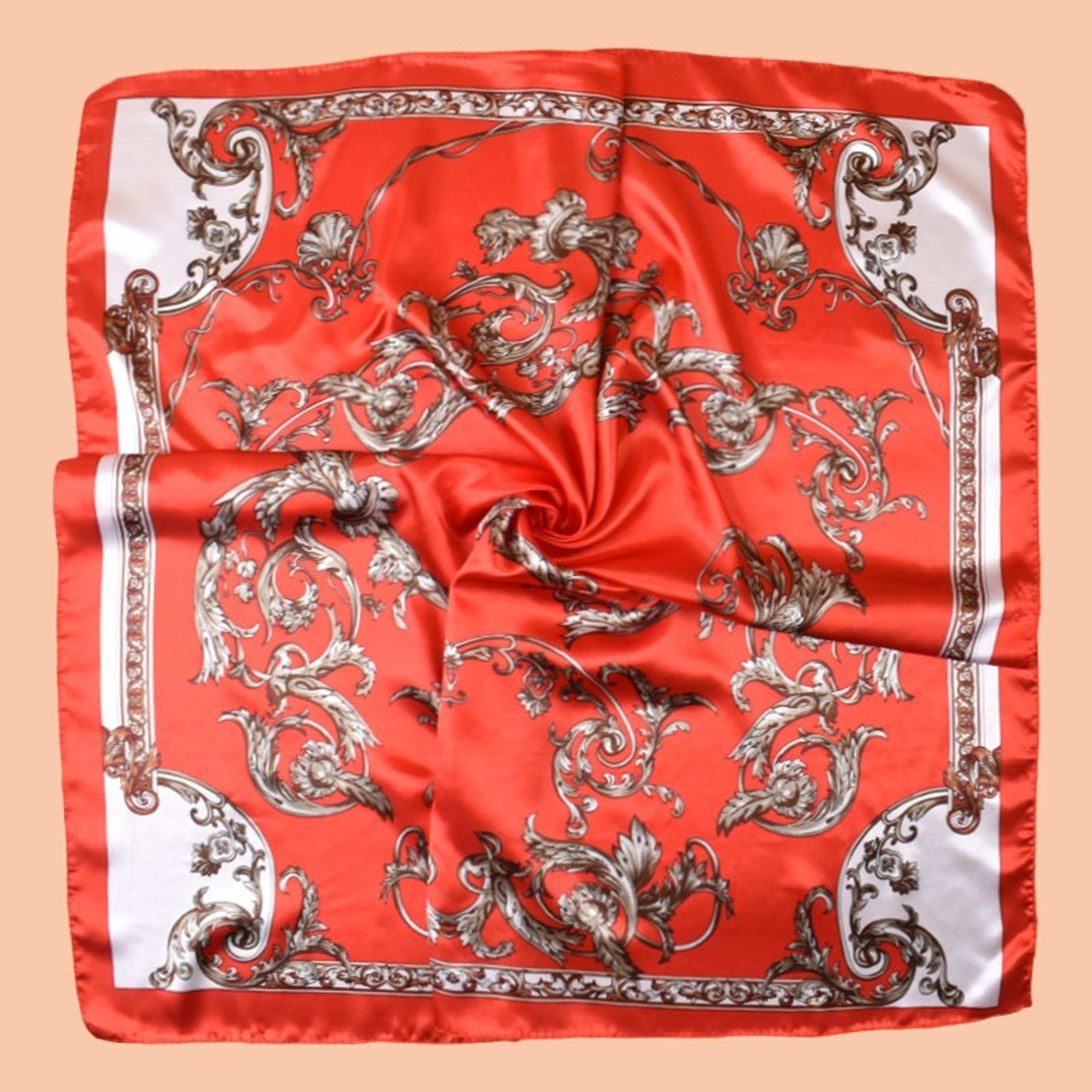Ding Floral Vine Print Square Scarf For Layering And Sun Protection 1